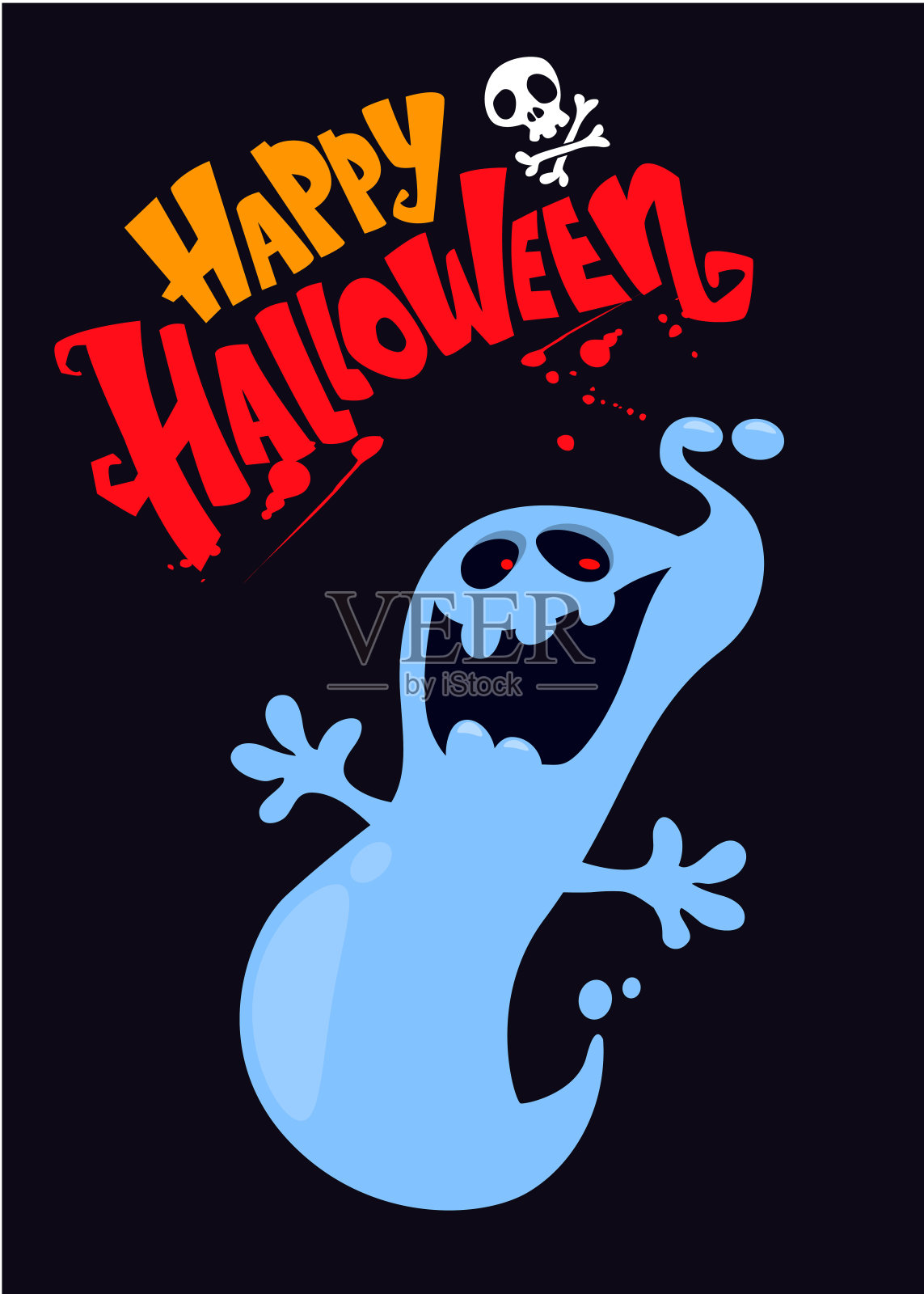 有趣的卡通鬼角色设计。万圣节插图或派对邀请函插画图片素材