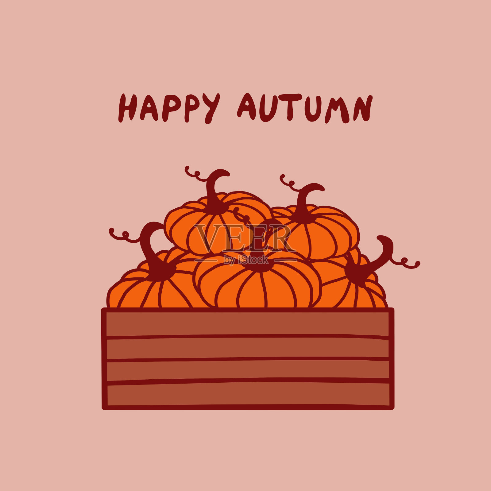 一个充满活力的南瓜的乡村木箱以欢快的设计庆祝秋天的到来插画图片素材