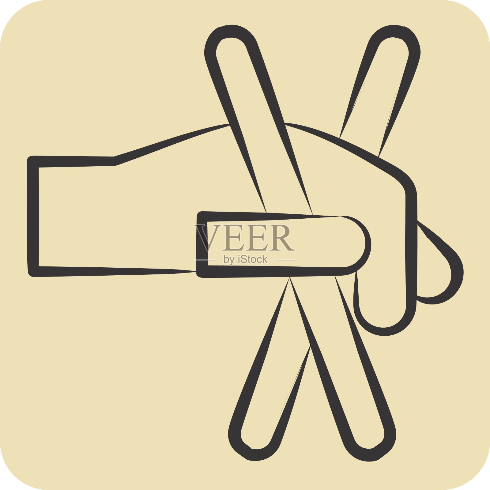 图标筷子。与韩国有关的符号。手绘风格。简单的说明插画图片素材