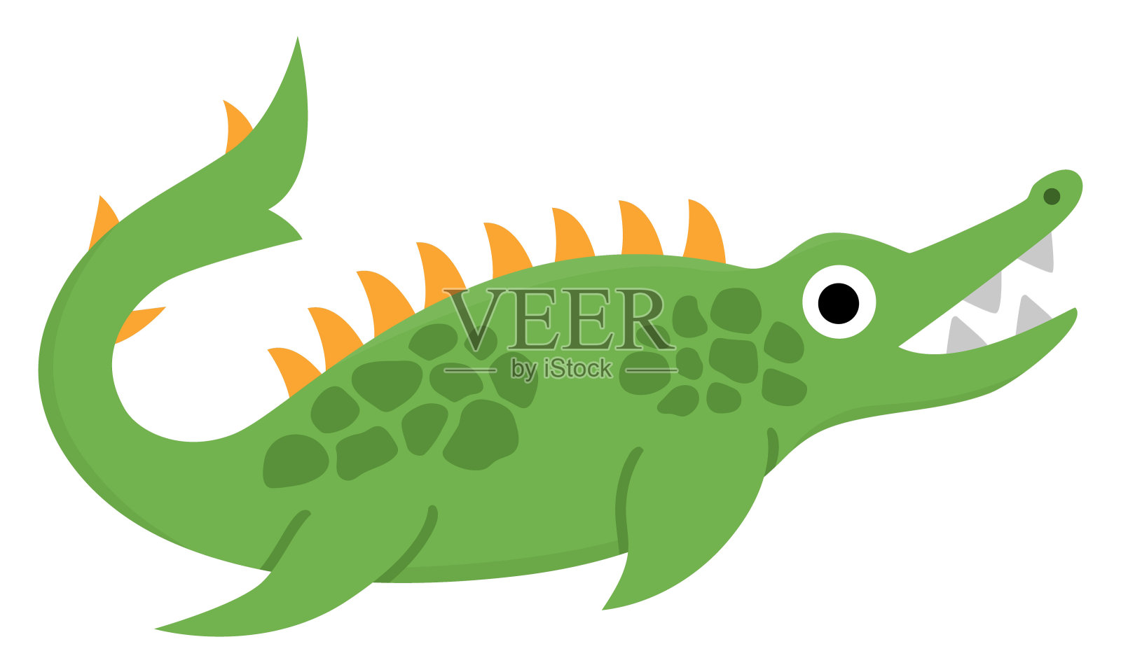 矢量沧龙图标。可爱的水生恐龙插图的孩子。有趣的鳄鱼或短吻鳄恐龙剪贴画孤立在白色背景上的孩子。卡通史前海洋动物图片插画图片素材