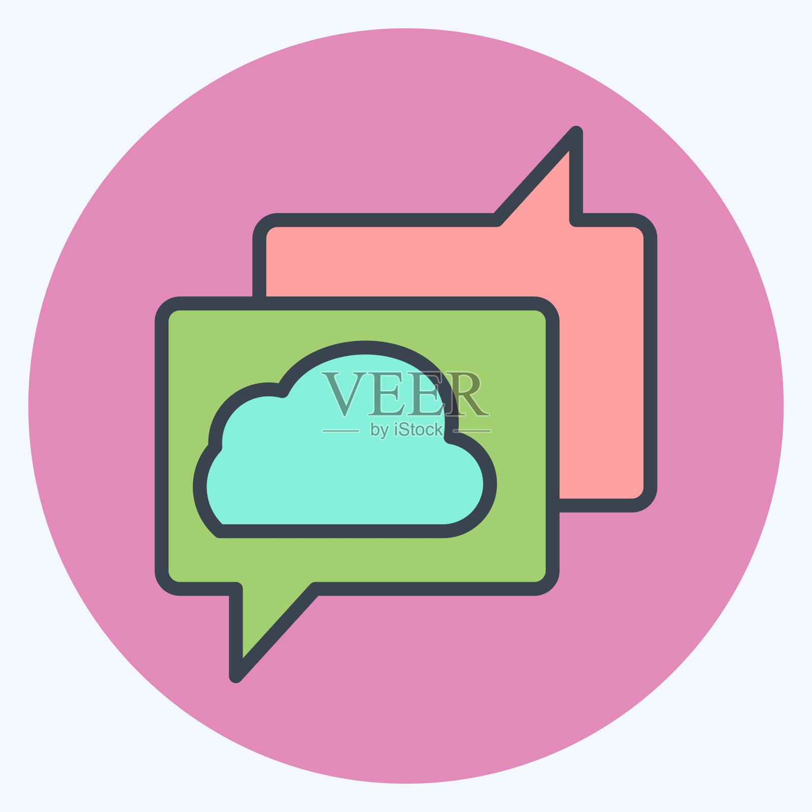 图标云聊天。与网络符号有关。颜色搭配风格。简单的说明插画图片素材