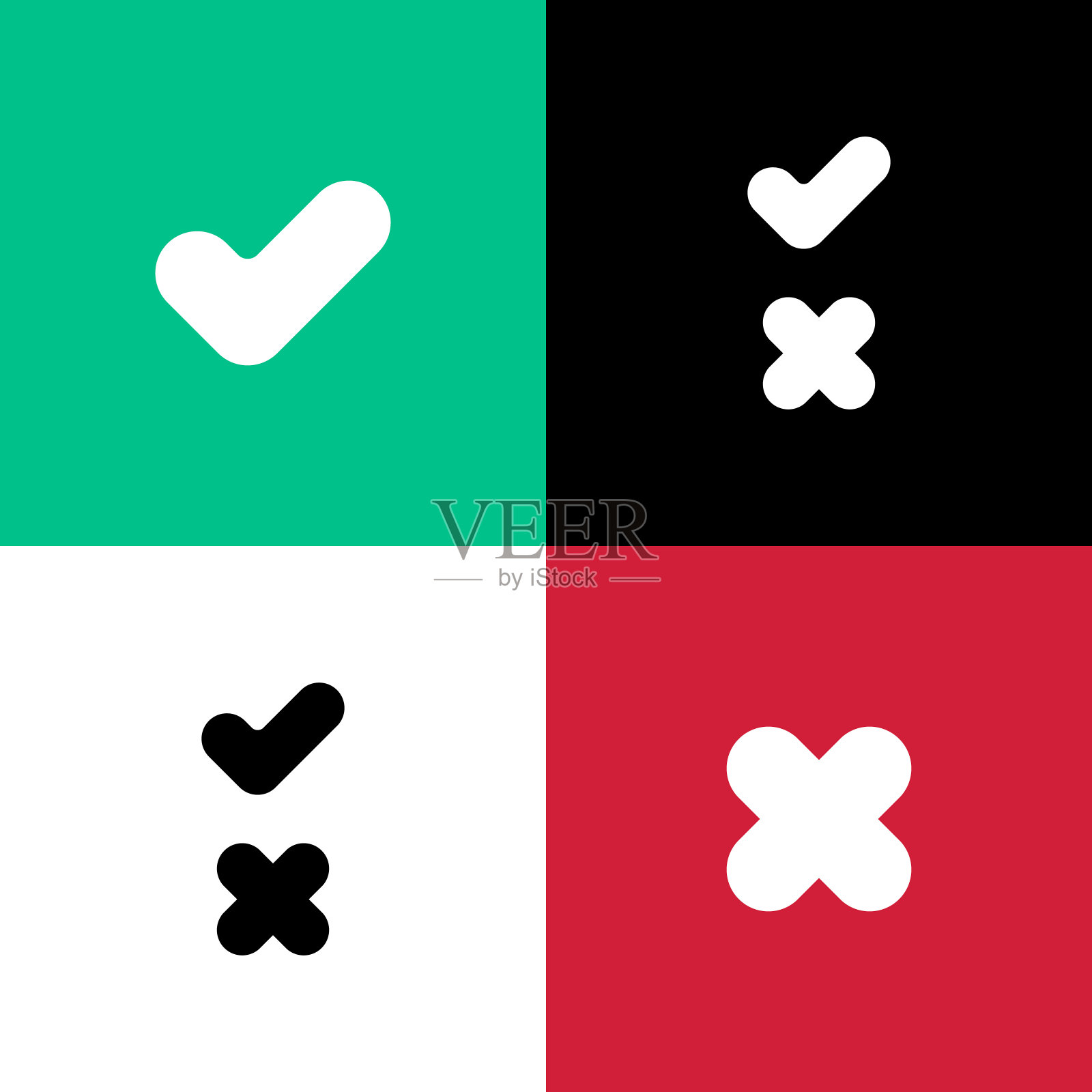 图标正确错误绿色红色圆形插画图片素材