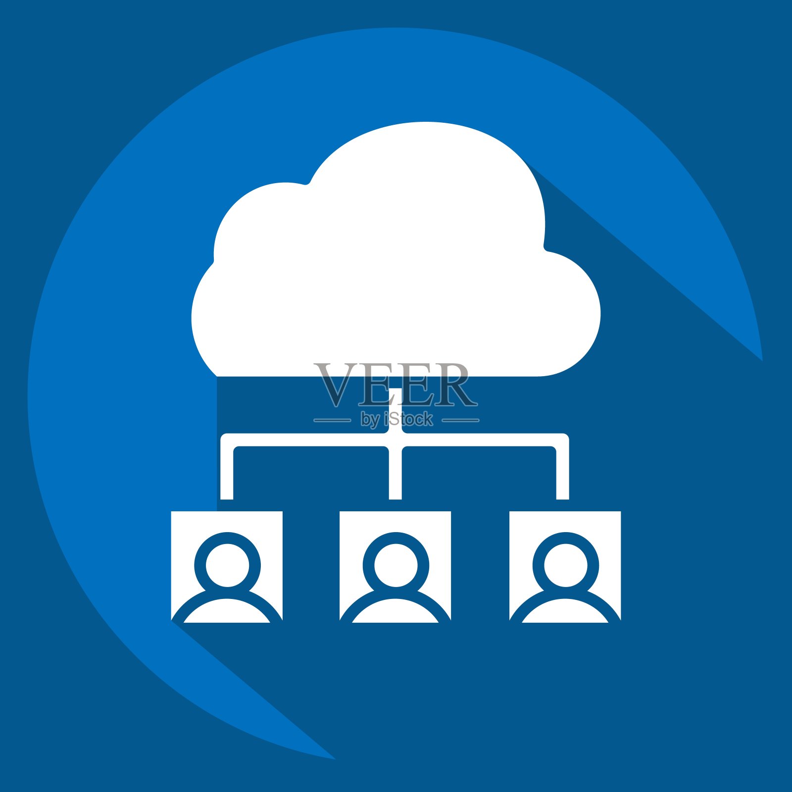 Icon云团队。与网络符号有关。长影式。简单的说明插画图片素材