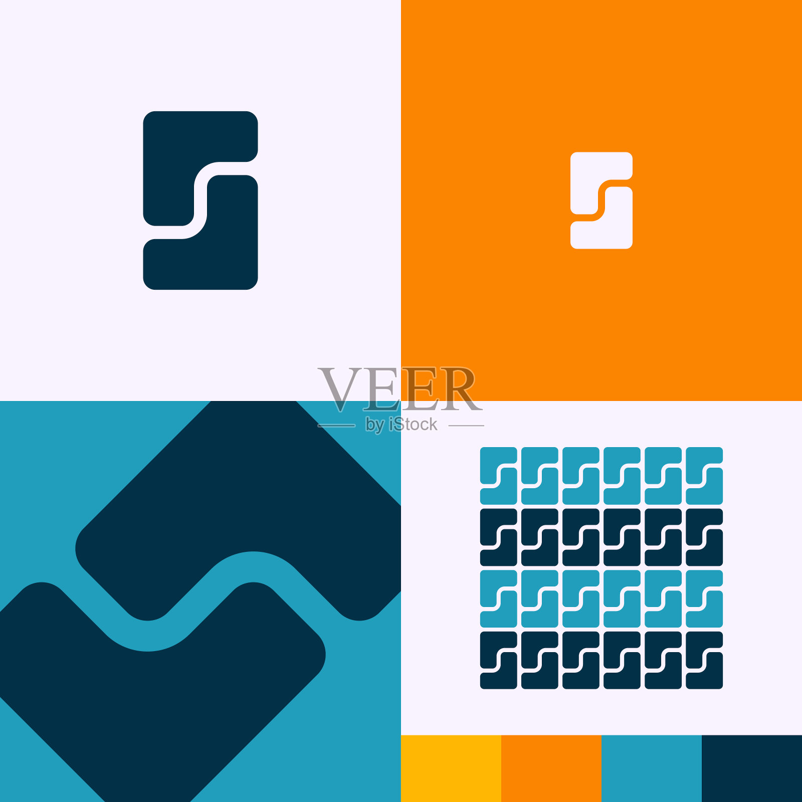 标志抽象现代S字母方块插画图片素材