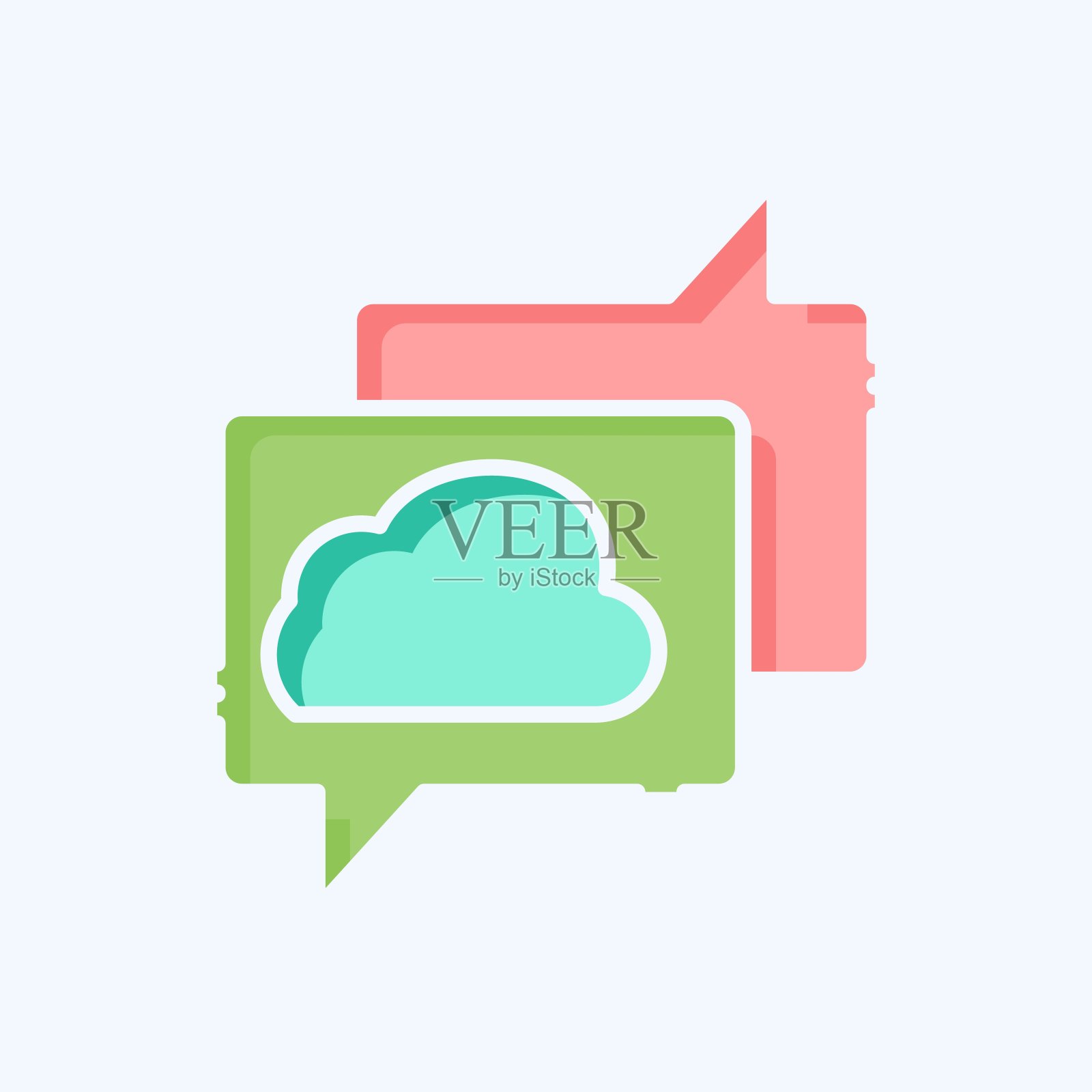 图标云聊天。与网络符号有关。涂鸦风格。简单的说明插画图片素材