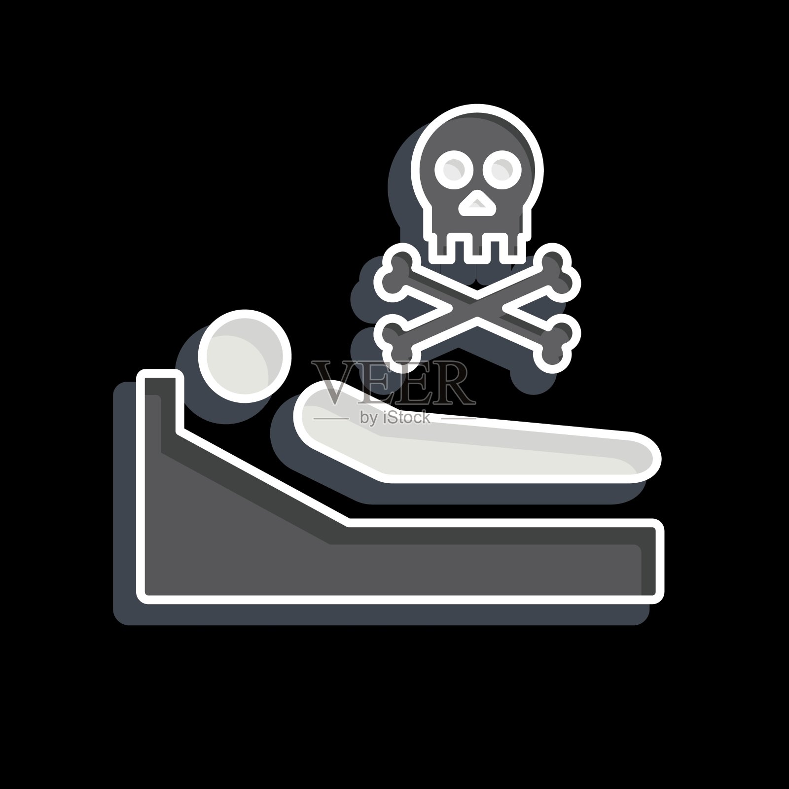 死亡象征：逝去图标，光泽风格，简约插画插画图片素材