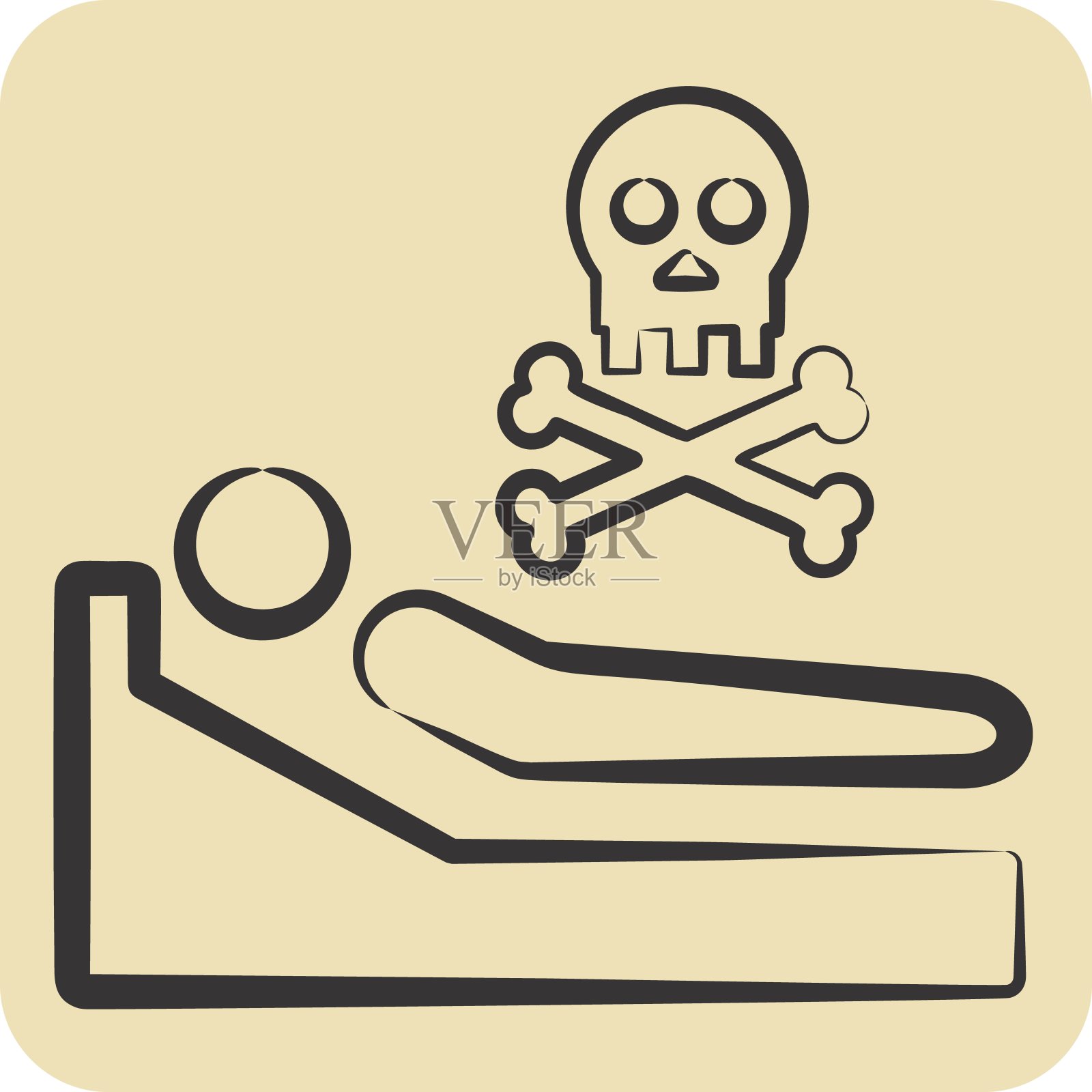 偶像逝去。与西斯符号有关。手绘风格。简单的说明插画图片素材