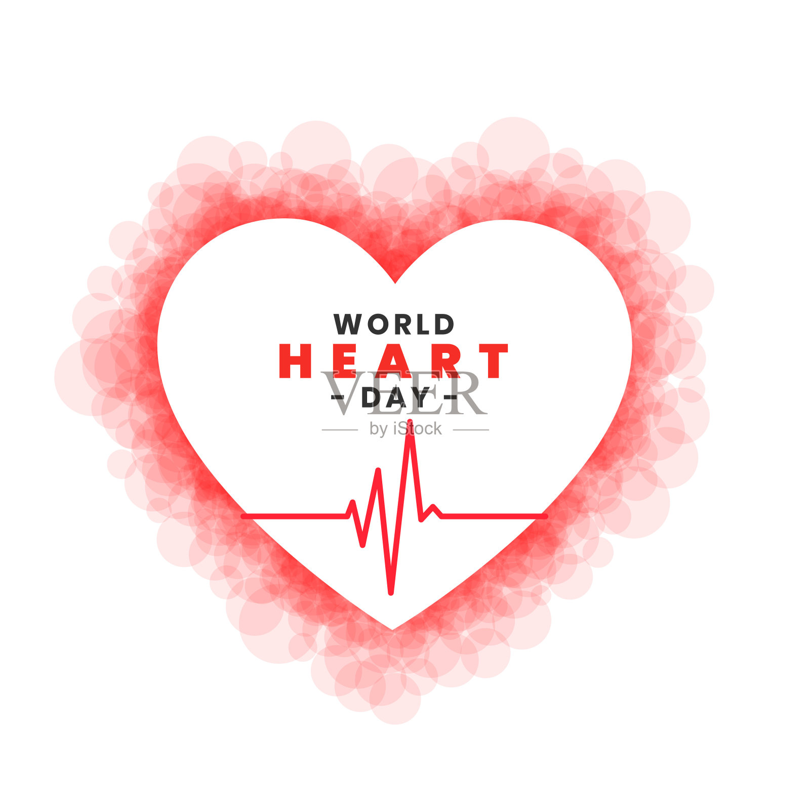 9月29日世界心脏日背景与心电图设计插画图片素材