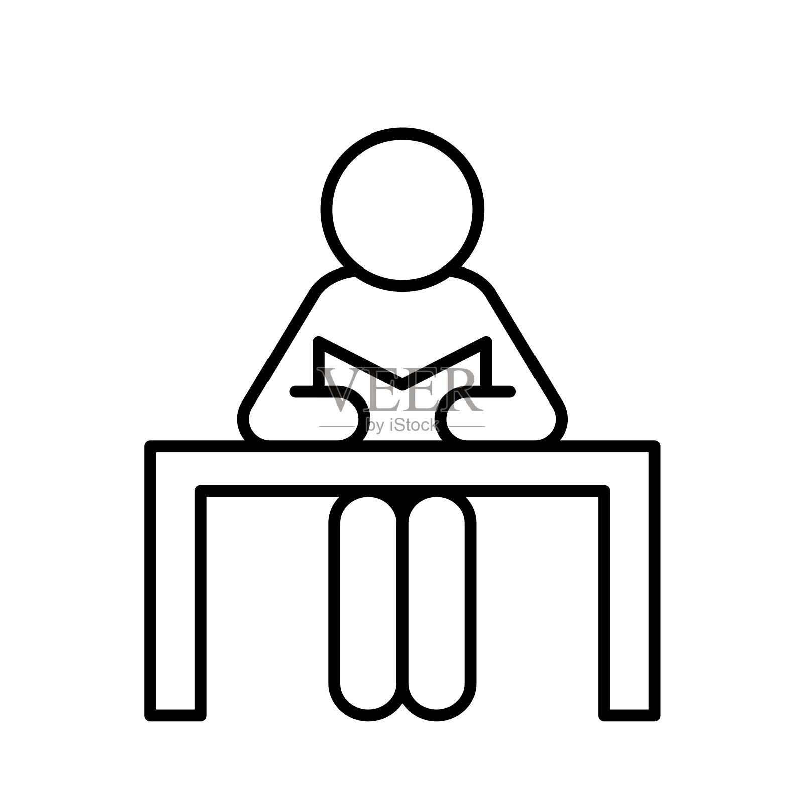 阅读书籍图标细线风格矢量插图平面设计插画图片素材