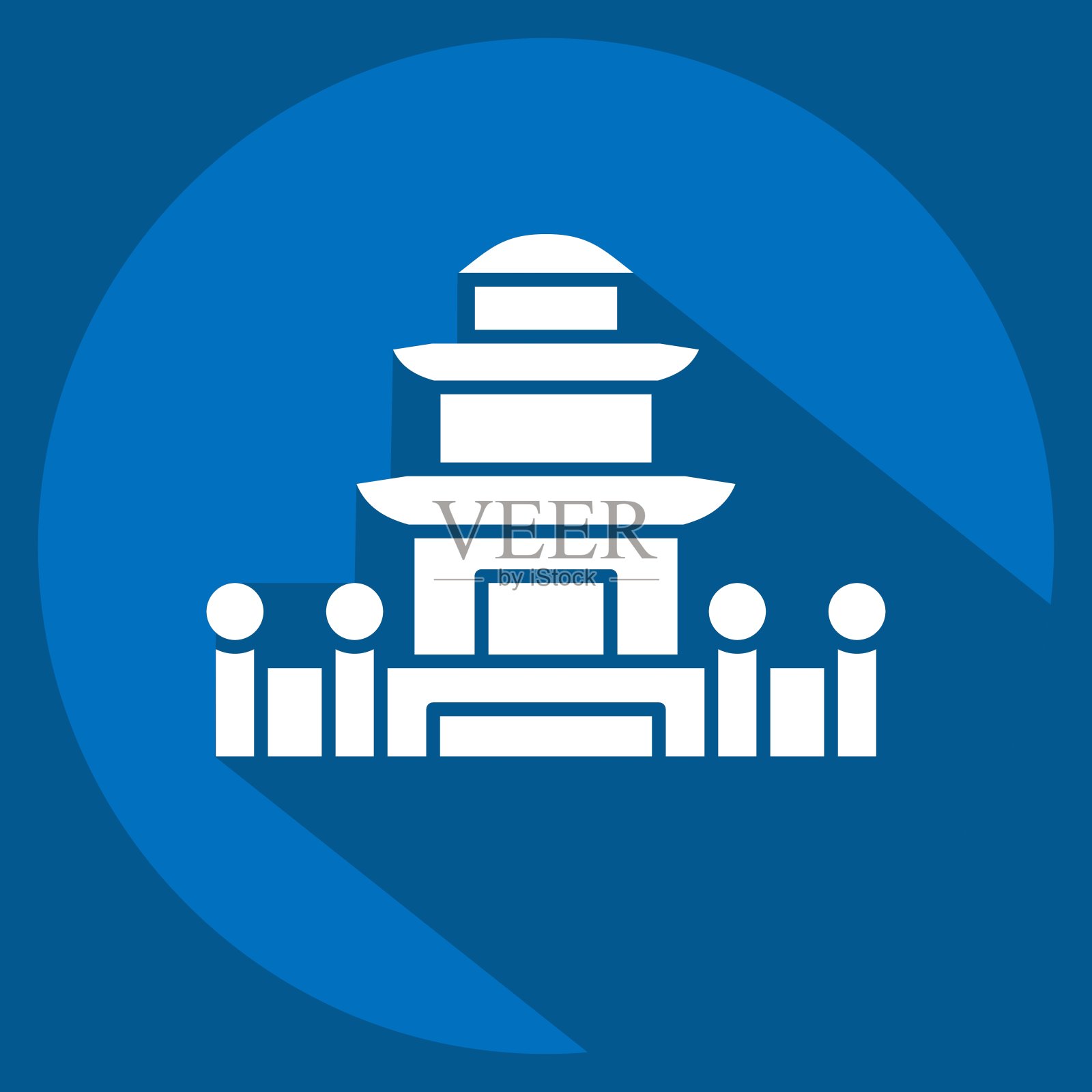 图标的宝塔。与韩国有关的符号。长影式。简单的说明插画图片素材