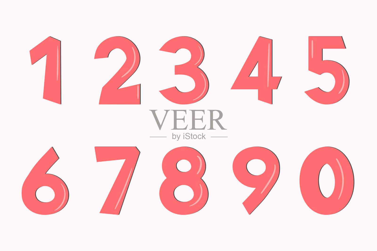 一组彩色数字。矢量插图。模板元素的贺卡，网页设计。儿童数学教育游戏插画图片素材