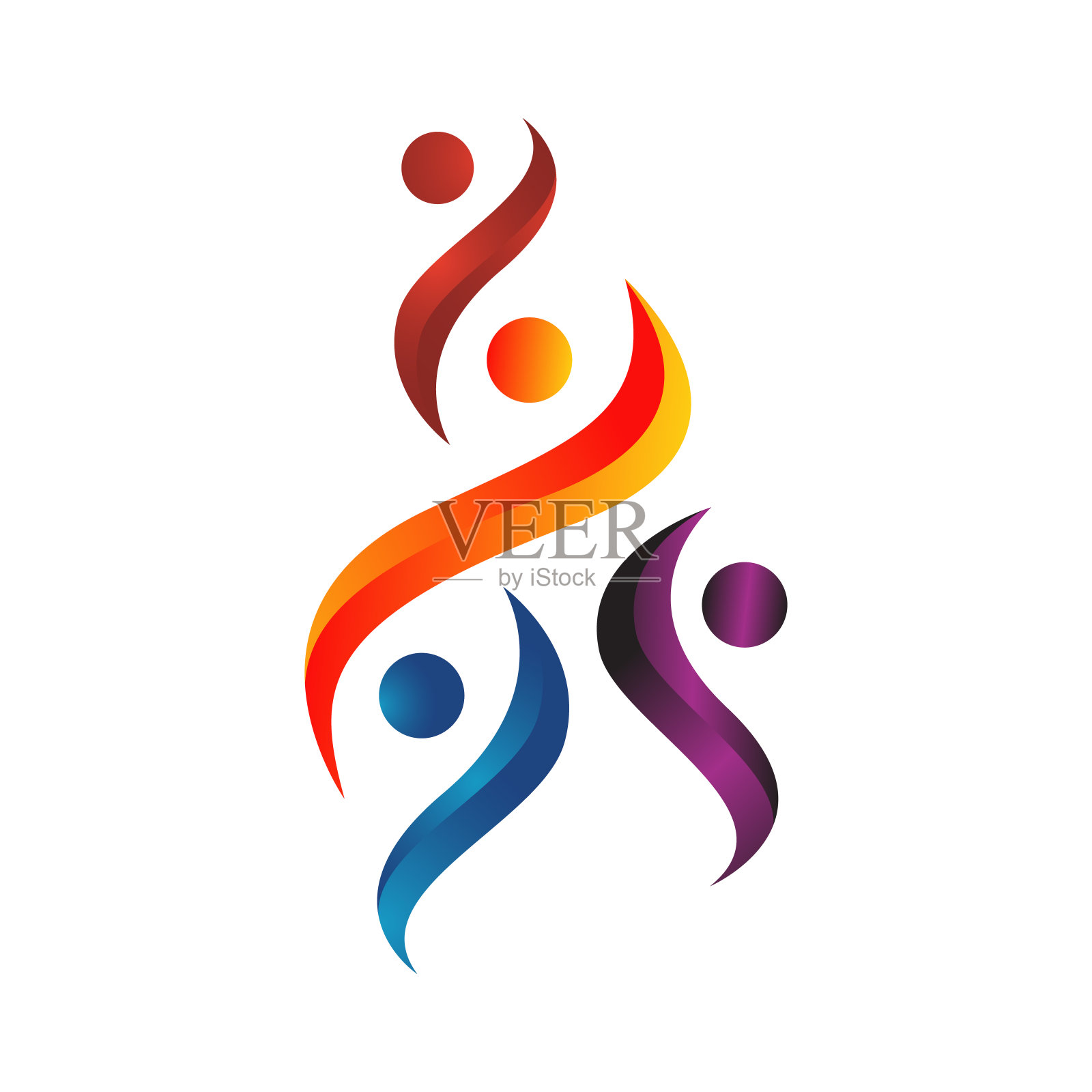 抽象组跳舞的人标志幸福家庭社区矢量图标说明插画图片素材