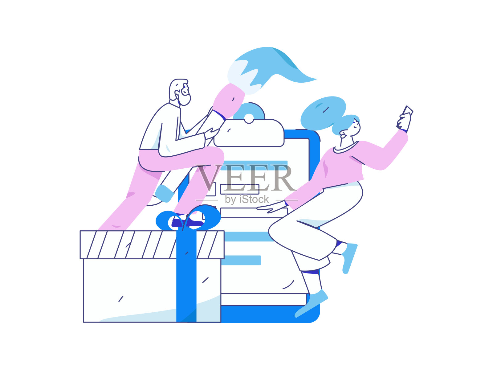 邀请朋友进行问卷平面矢量概念操作手绘插画插画图片素材