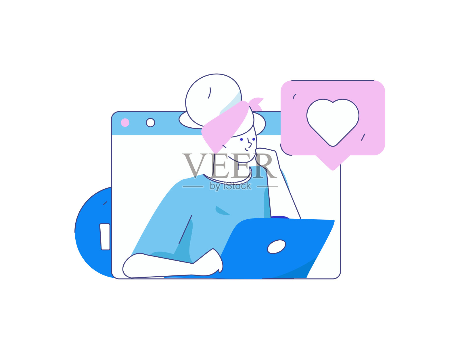 平面矢量插图的业务人员操作的工作场景插画图片素材