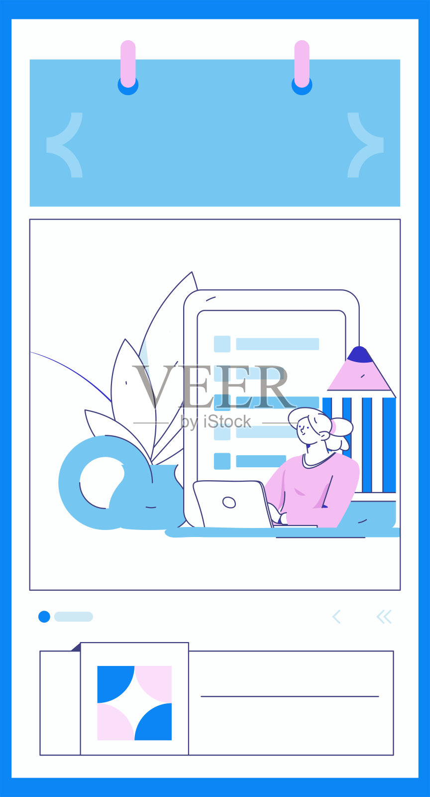 平面矢量插图的业务人员操作的工作场景插画图片素材