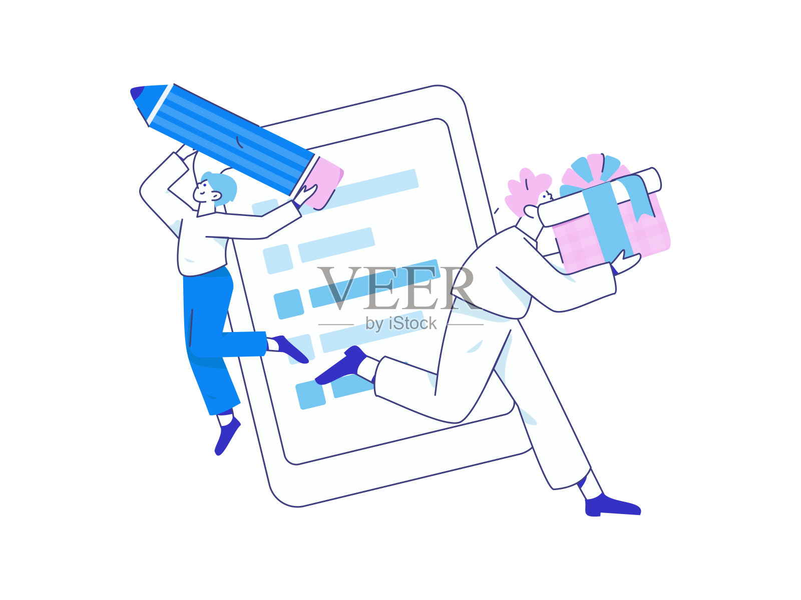 邀请朋友进行问卷平面矢量概念操作手绘插画插画图片素材