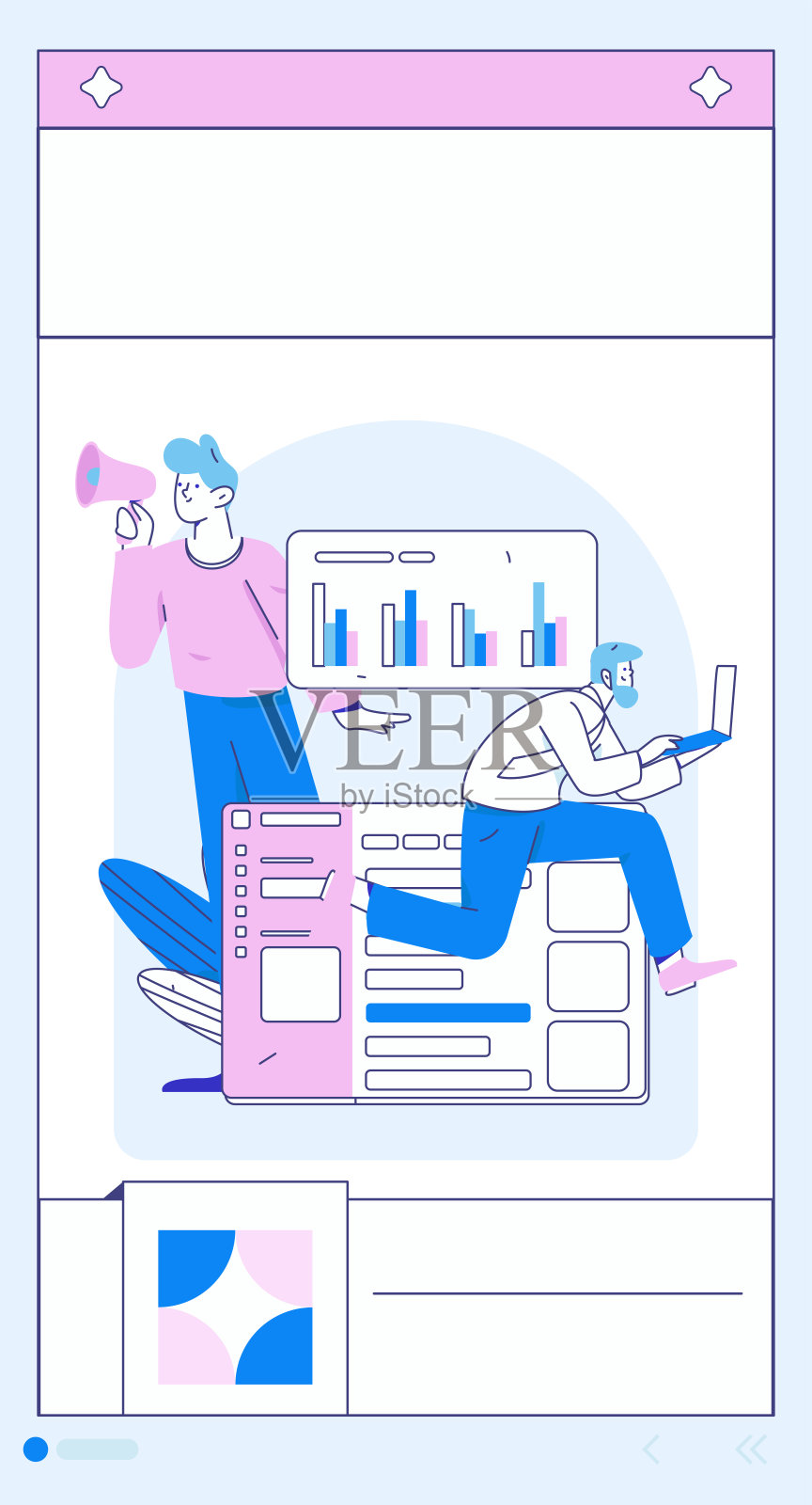 平面矢量插图的业务人员操作的工作场景插画图片素材