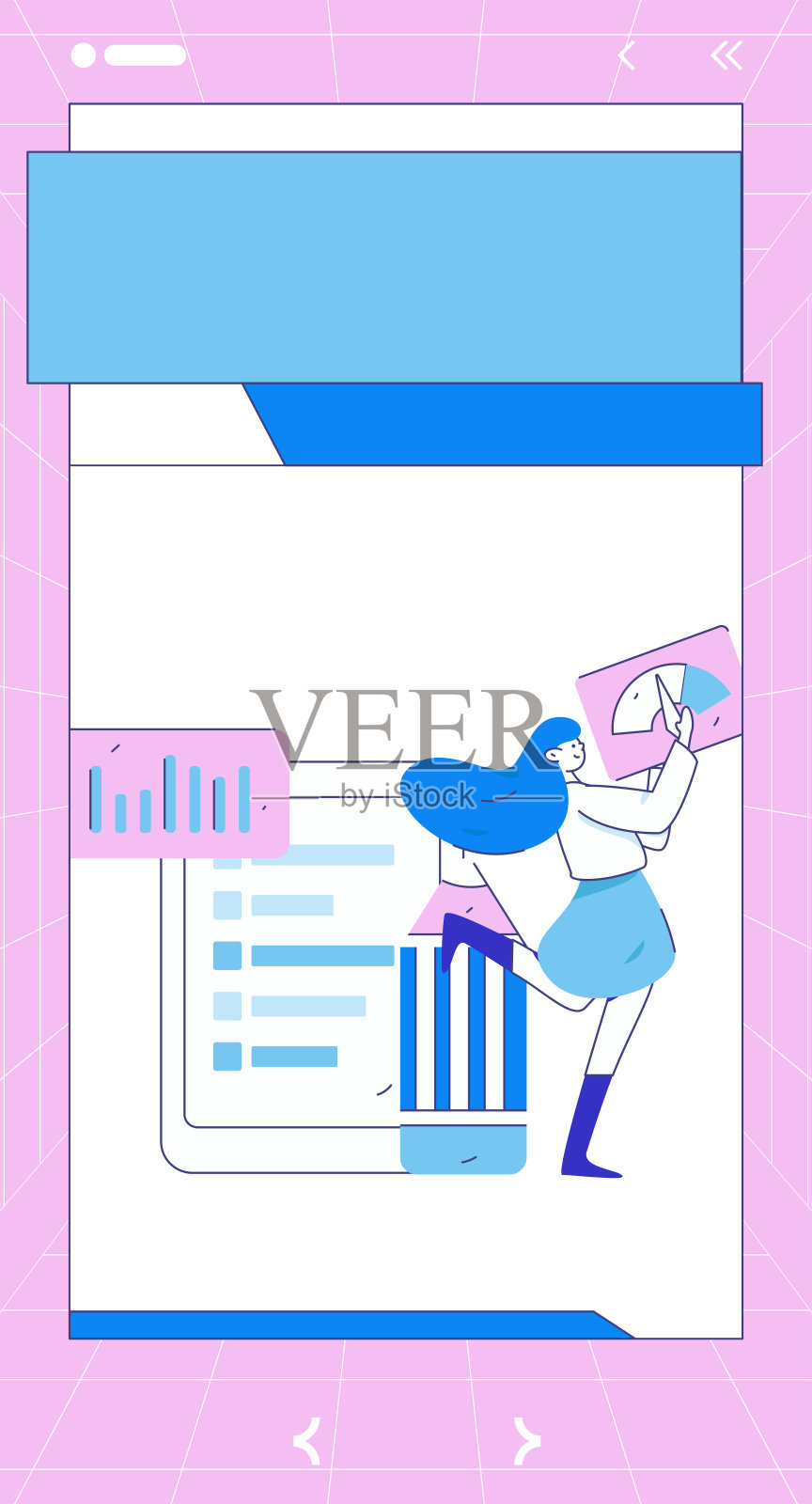 平面矢量插图的业务人员操作的工作场景插画图片素材