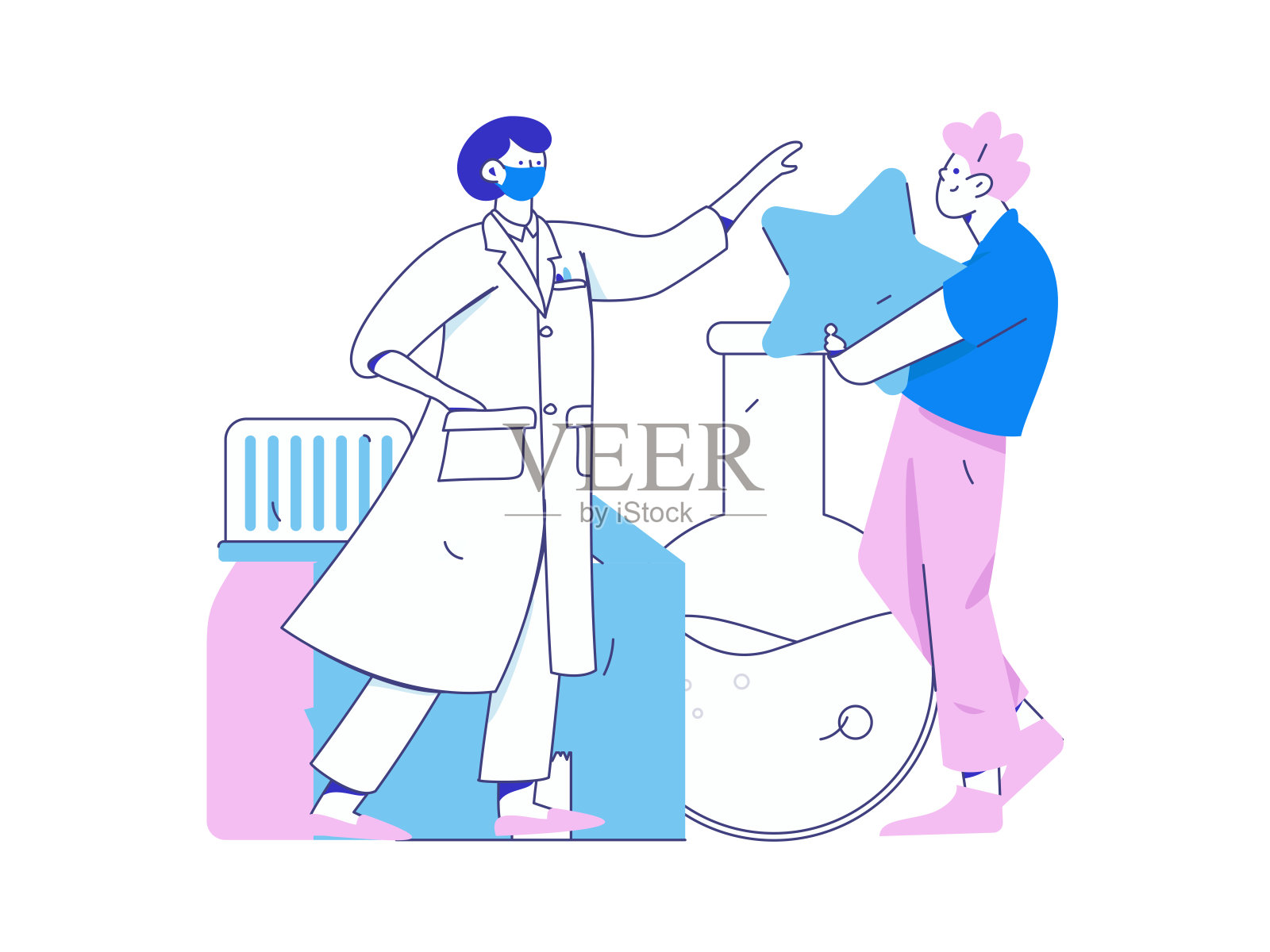 医学人物抗击疫情的平面矢量概念操作手绘插图插画图片素材