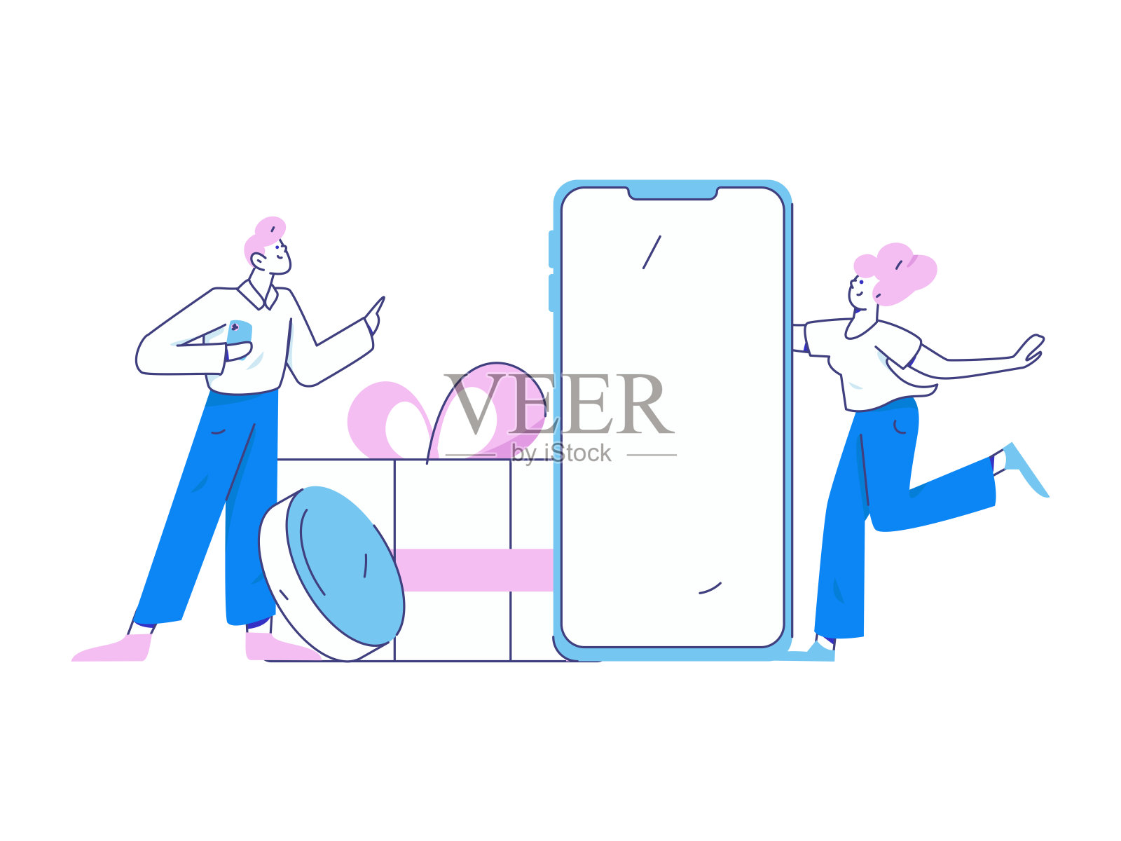 新年红包推广平面矢量人物概念插画插画图片素材