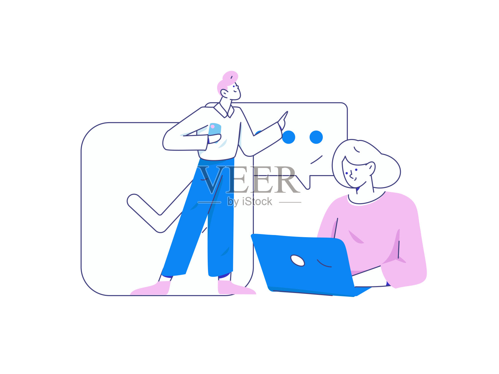 与顾问沟通平面矢量字符概念操作手绘插画插画图片素材