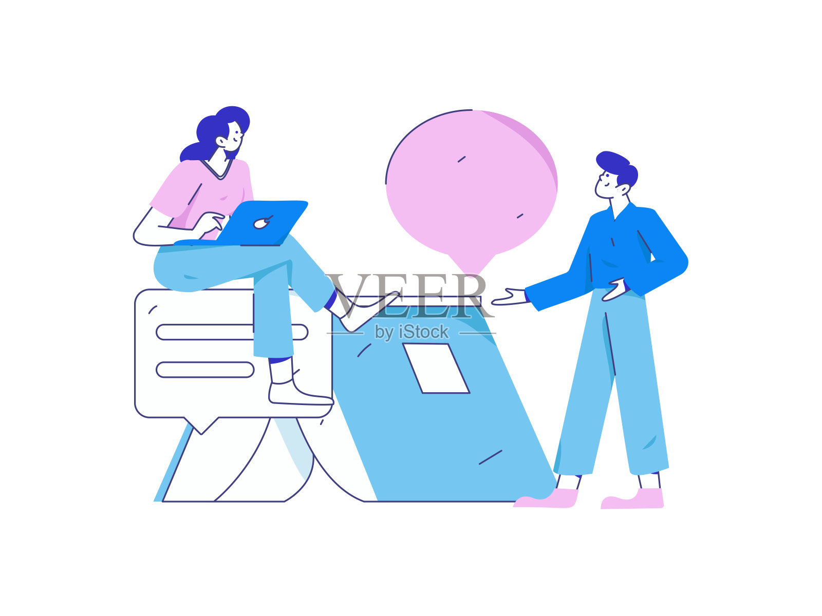 与顾问沟通平面矢量字符概念操作手绘插画插画图片素材