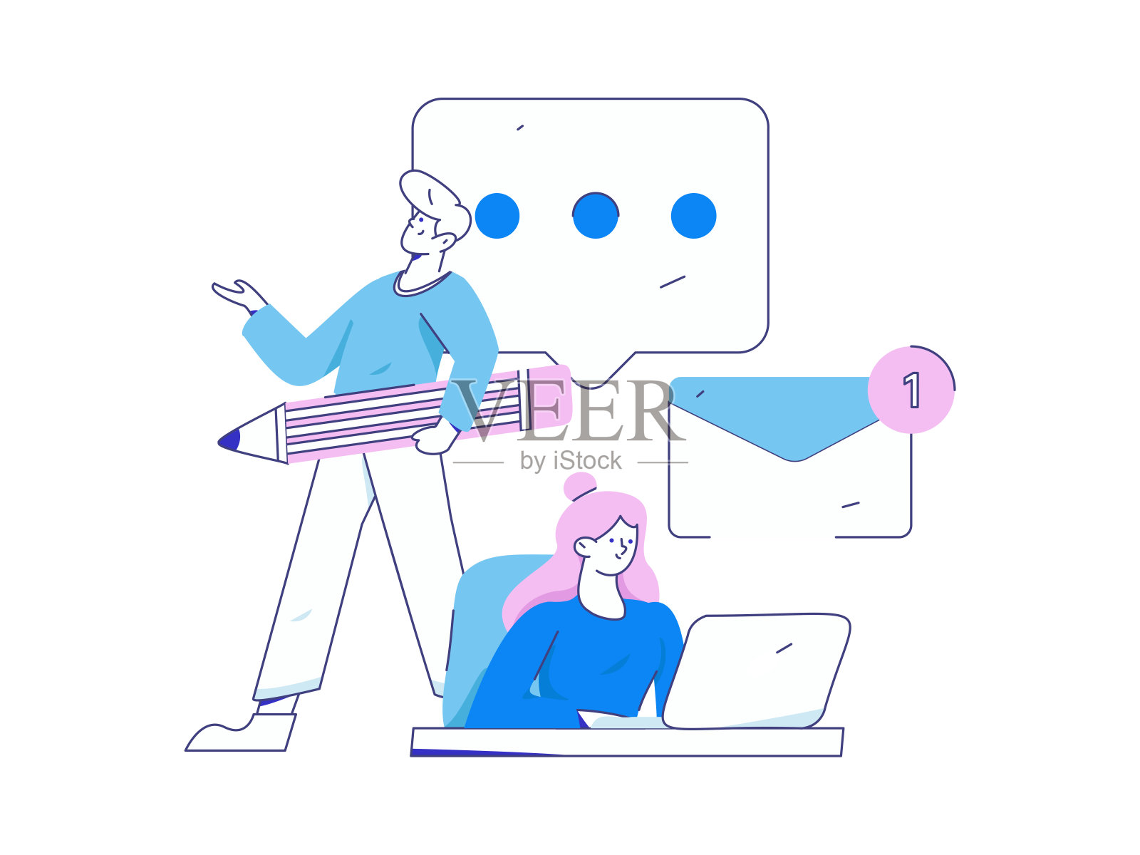 与顾问沟通平面矢量字符概念操作手绘插画插画图片素材