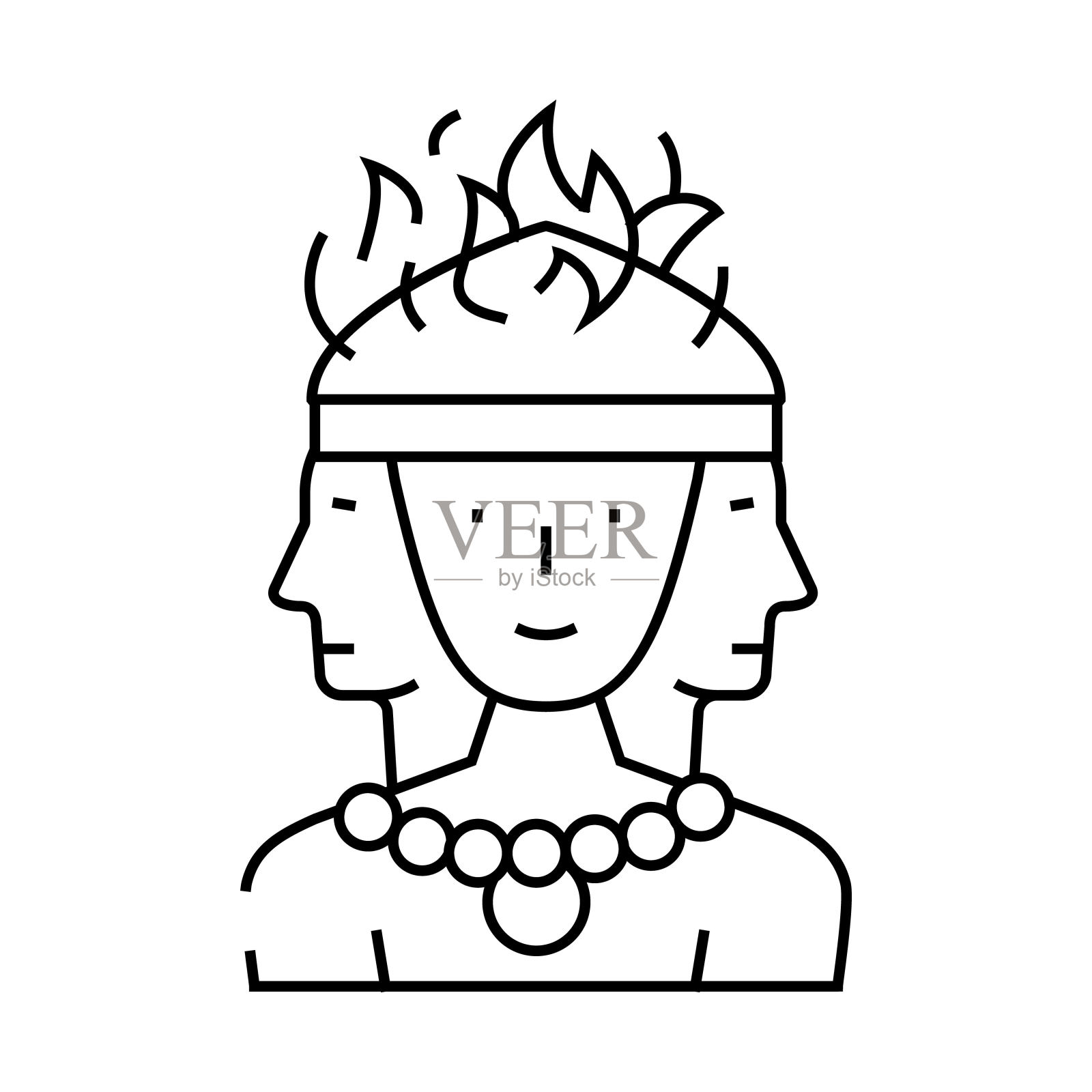 神圣的火烈火线图标矢量插图插画图片素材