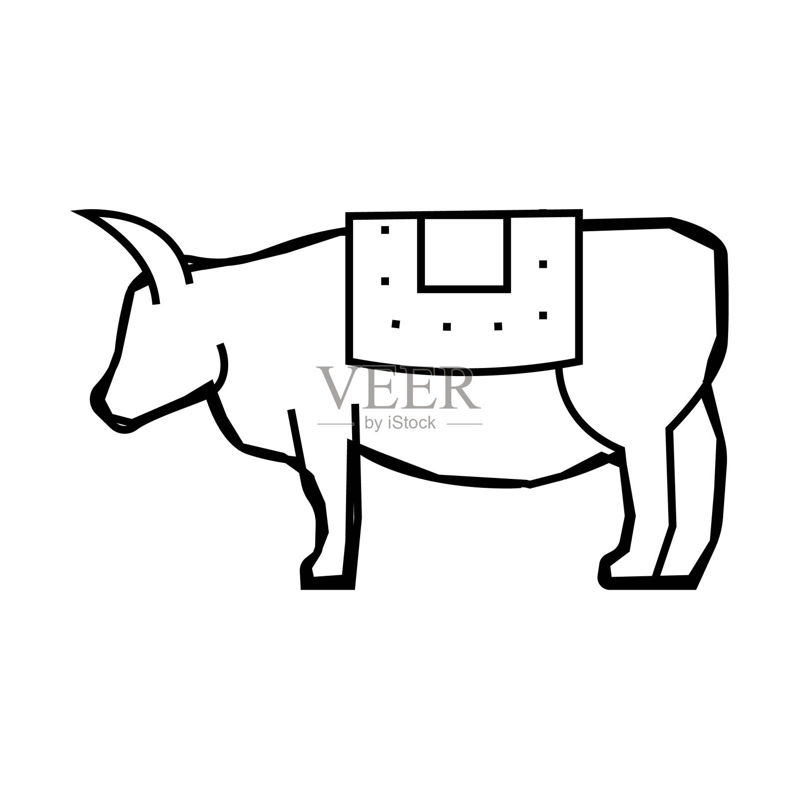 牛神圣的动物印度教线图标矢量插图插画图片素材