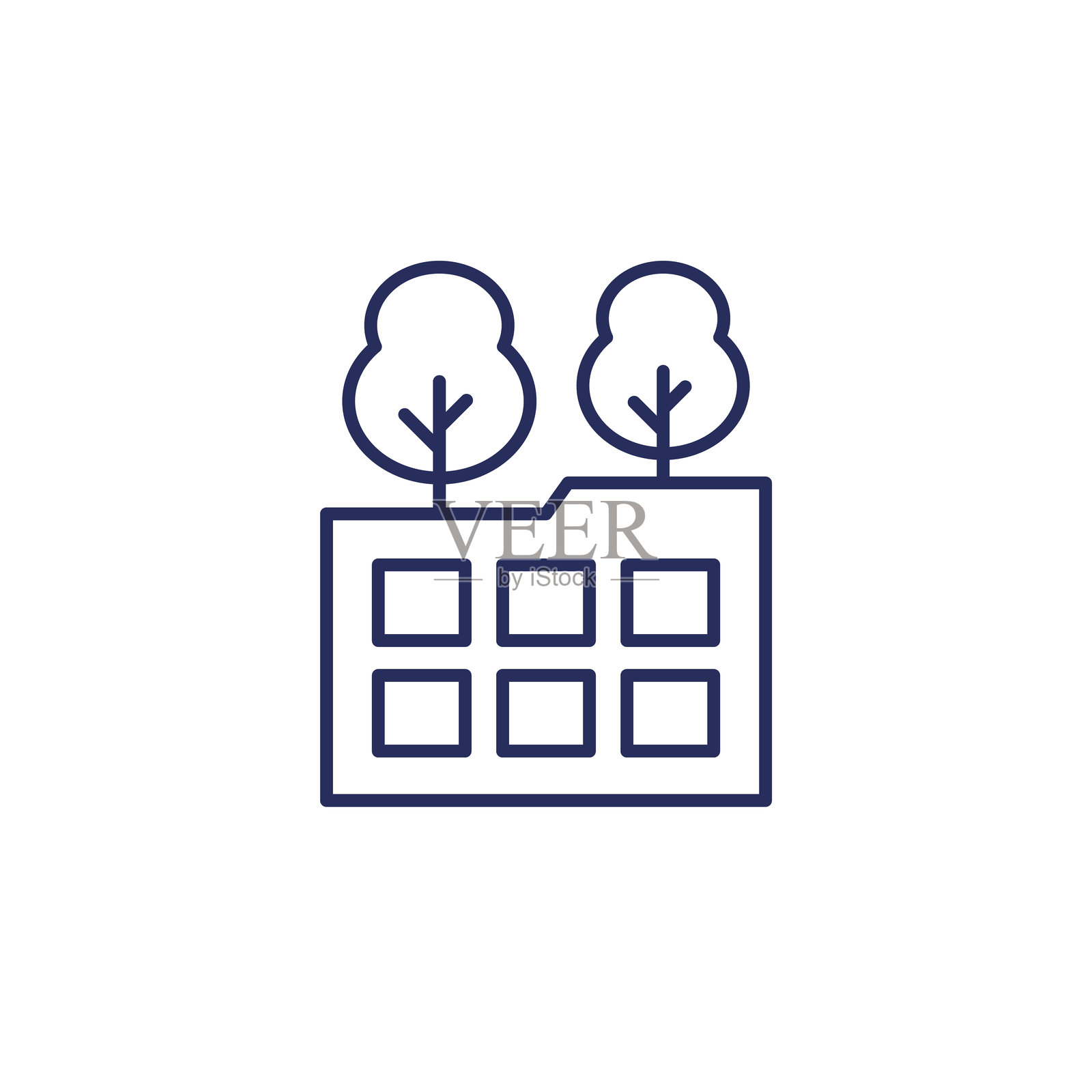 白色的屋顶花园线图标插画图片素材