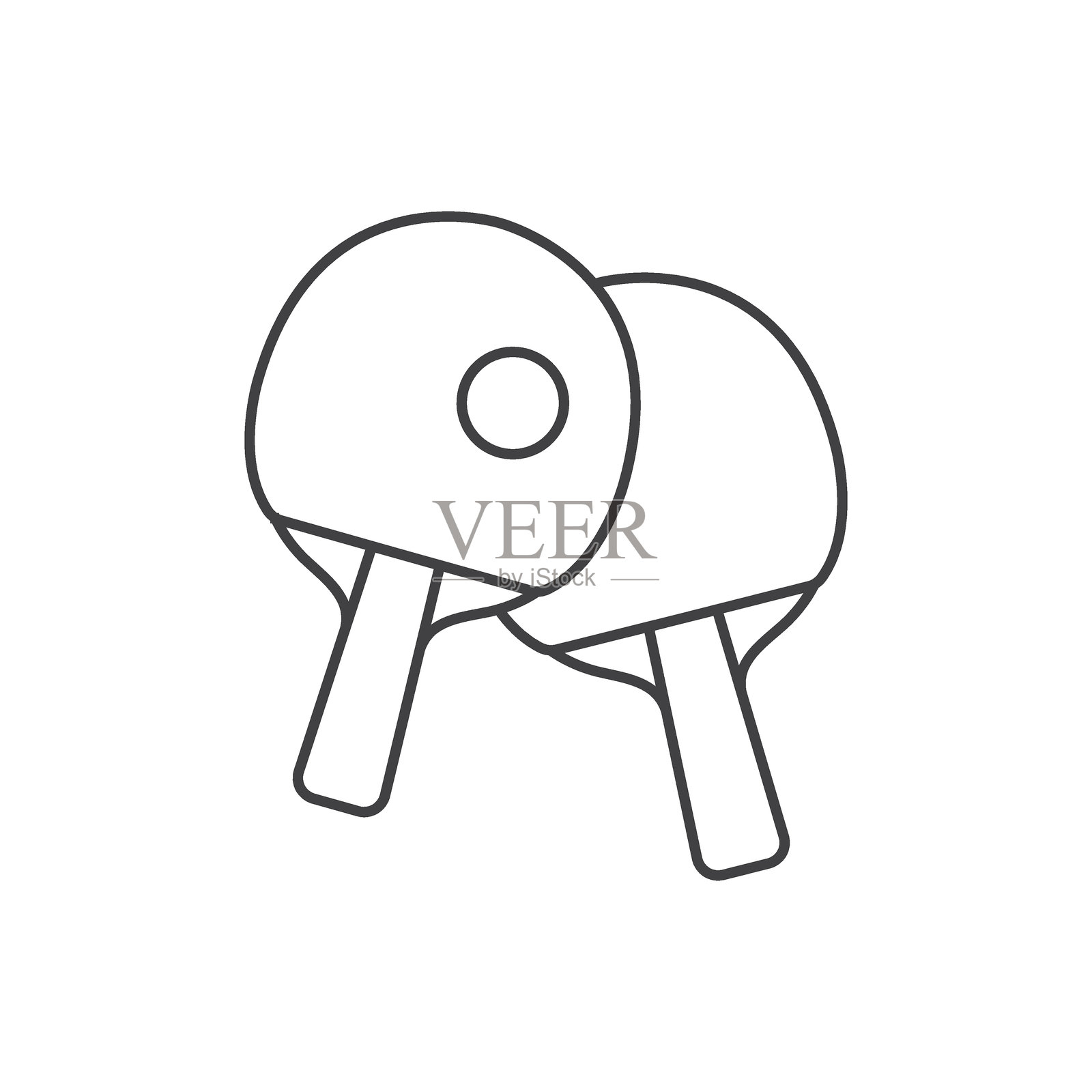 乒乓球图标的平面风格。球拍和球矢量插图上孤立的背景。乒乓球招牌经营理念。插画图片素材