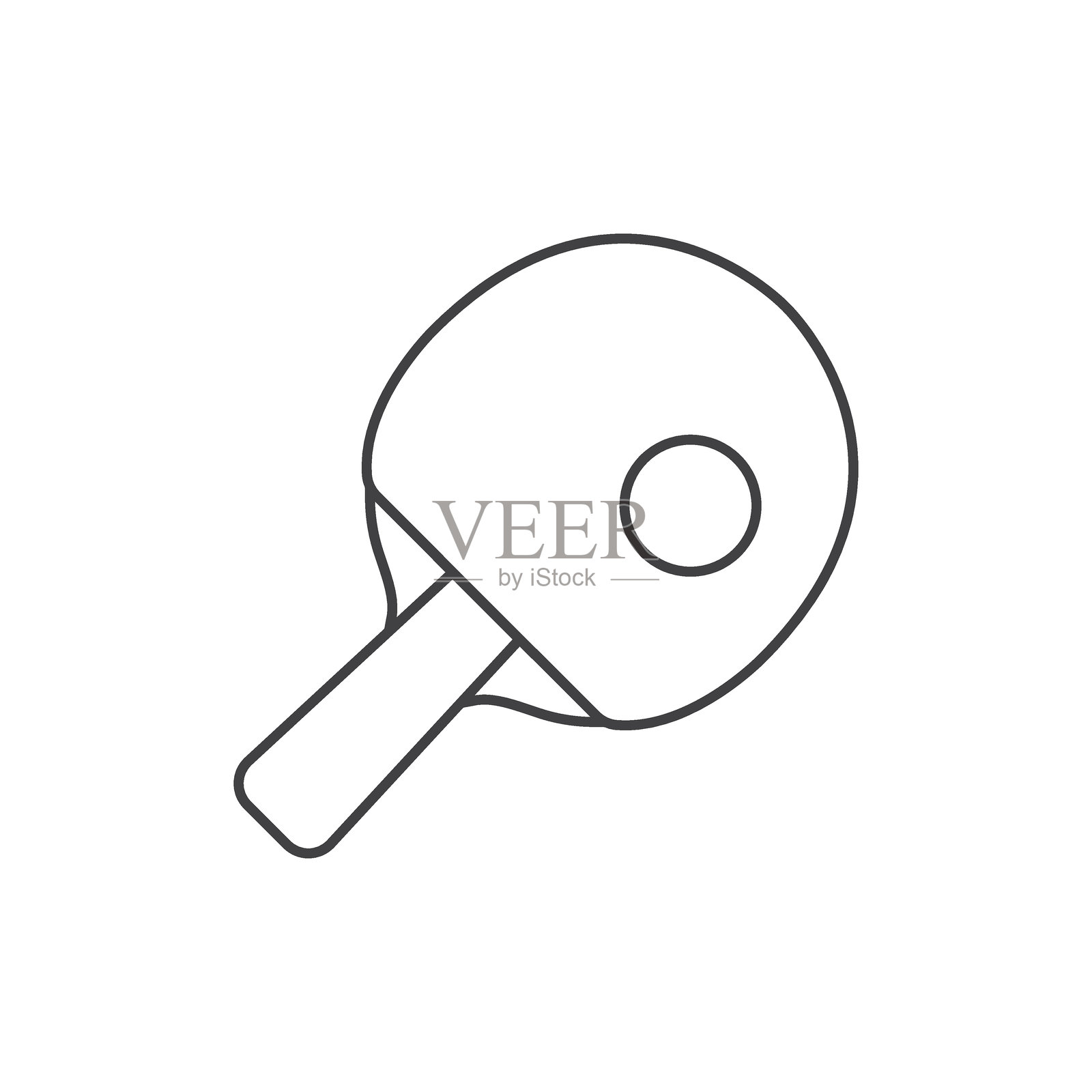 乒乓球图标的平面风格。球拍和球矢量插图上孤立的背景。乒乓球招牌经营理念。插画图片素材