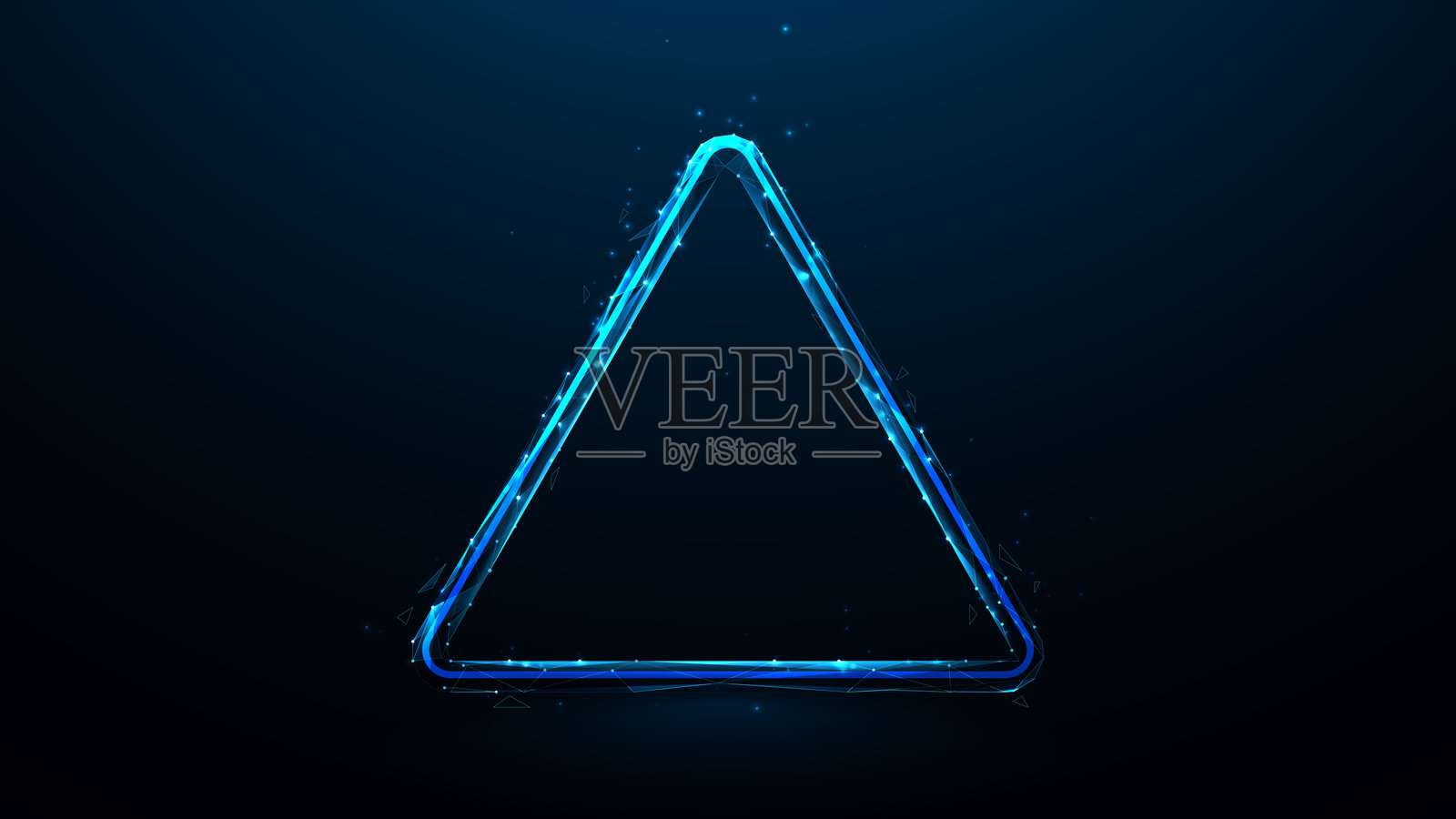 紧急三角警告标志。发光低聚，线框，线性，线，和网格。说明向量插画图片素材