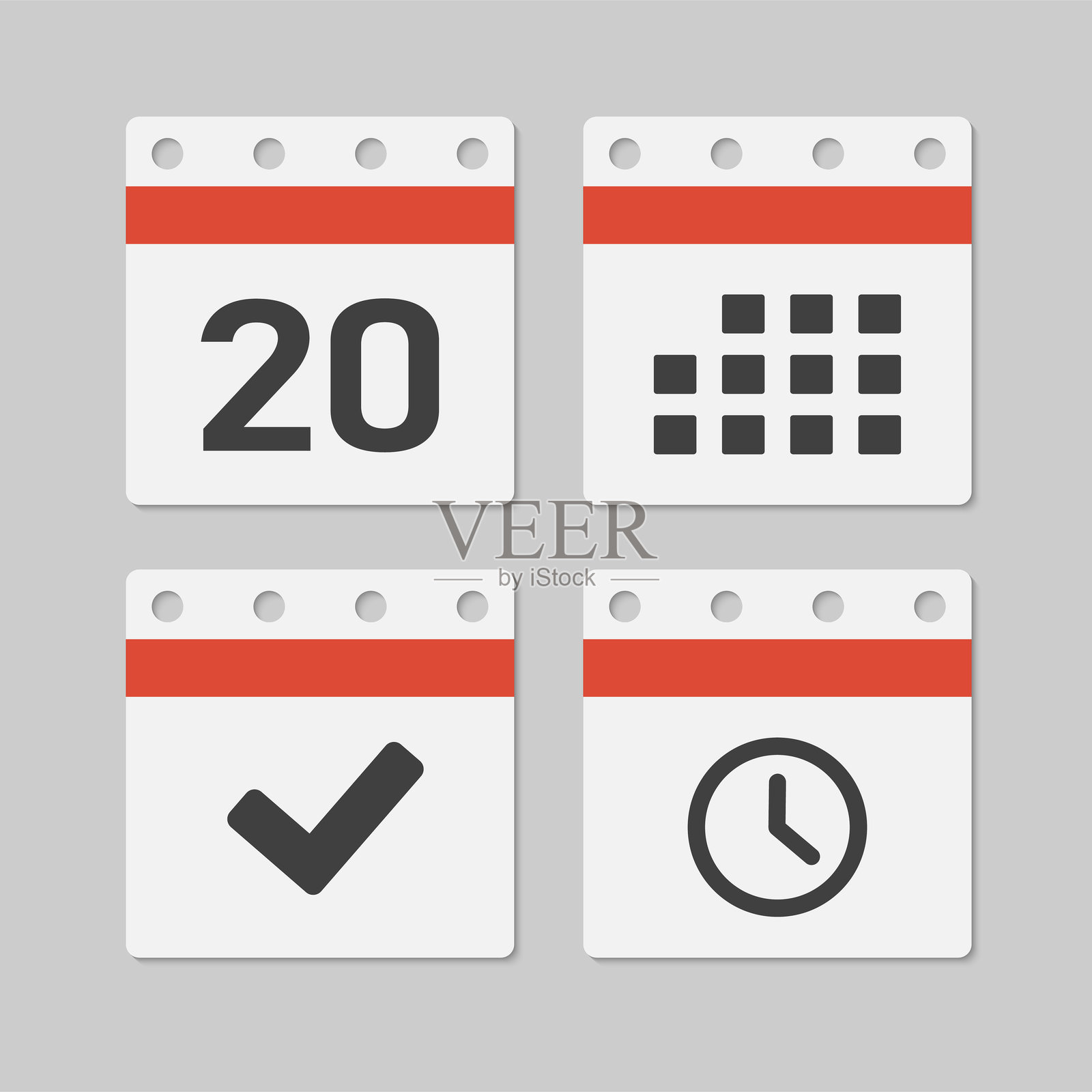 图标页日历- 20天，议程，计时器，完成插画图片素材