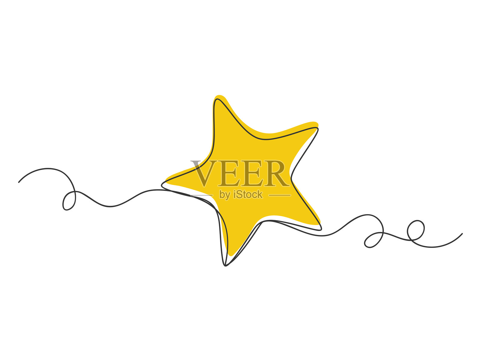 星形连续单线绘制孤立矢量图。插画图片素材