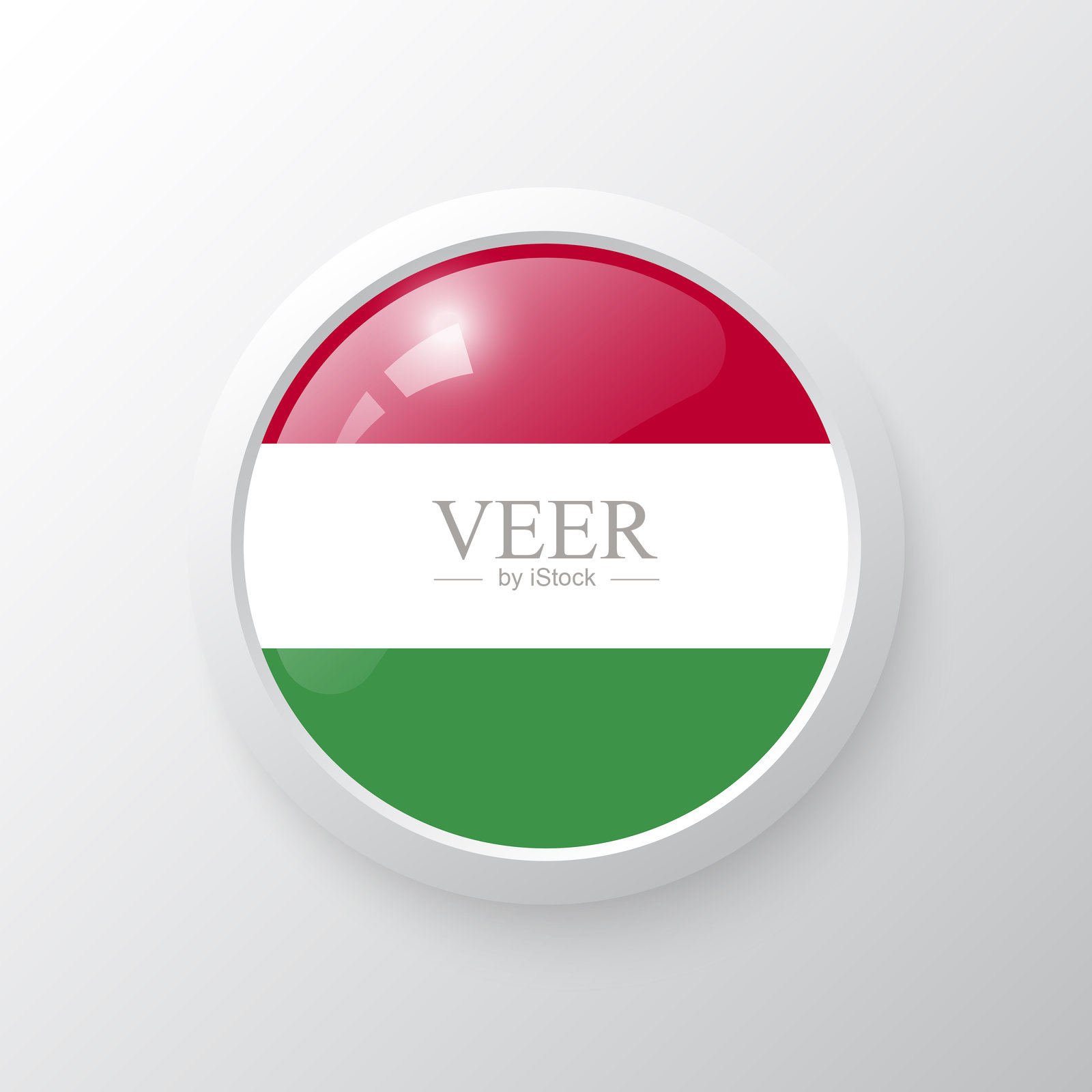 带有匈牙利国旗的3D按钮。作为圆形光泽图标的背景孤立。插画图片素材