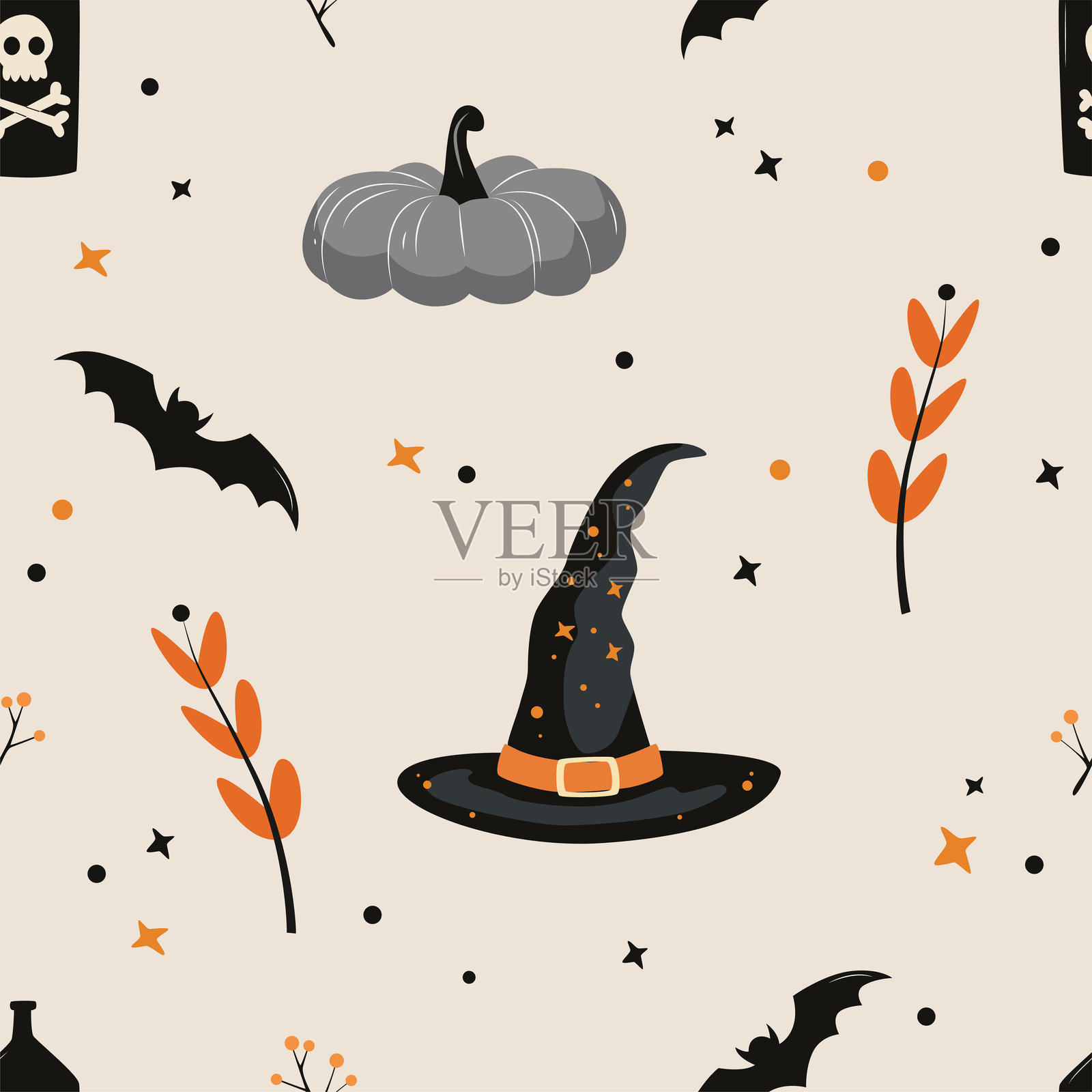 矢量无缝图案的万圣节。抽象矢量插图印刷设计插画图片素材
