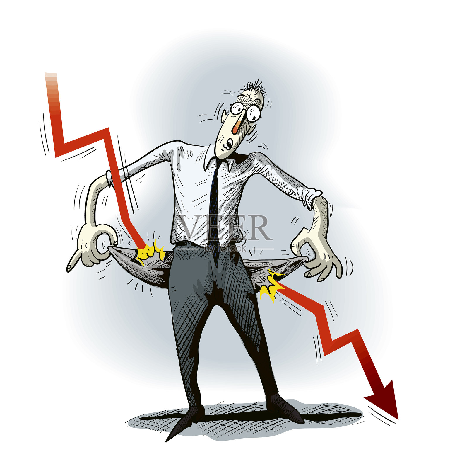 白领和中产阶级的贫困插画图片素材