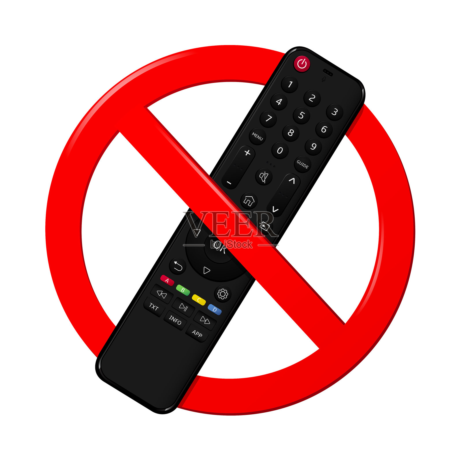 不要看电视标牌。不使用遥控标志。插画图片素材