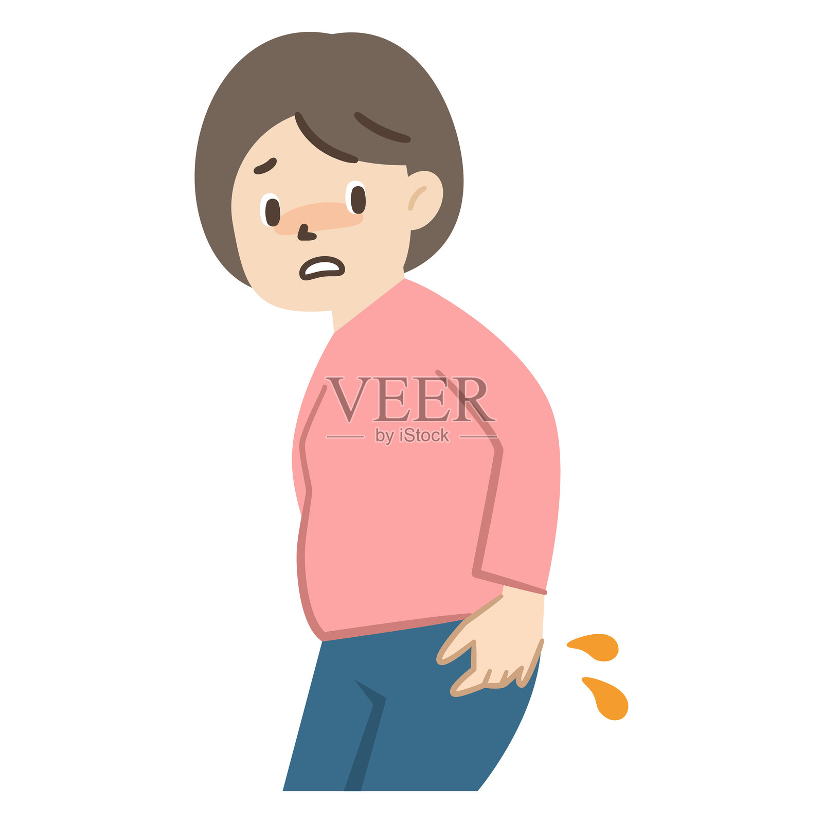 矢量插图的一个女人与油泄漏从她的屁股插画图片素材