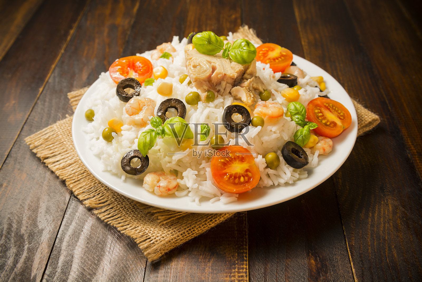 米饭沙拉照片摄影图片