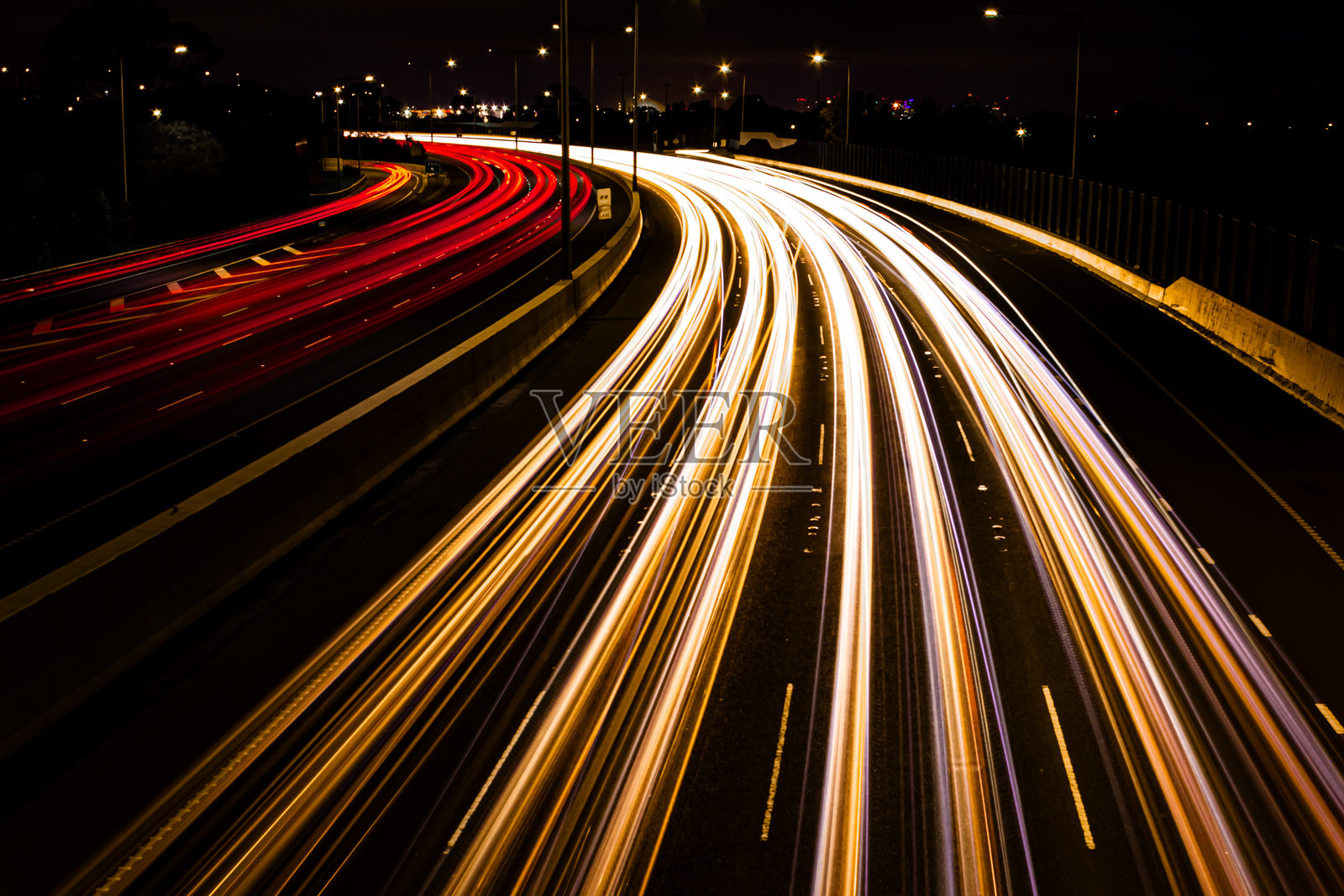 长时间曝光墨尔本的交通状况照片摄影图片