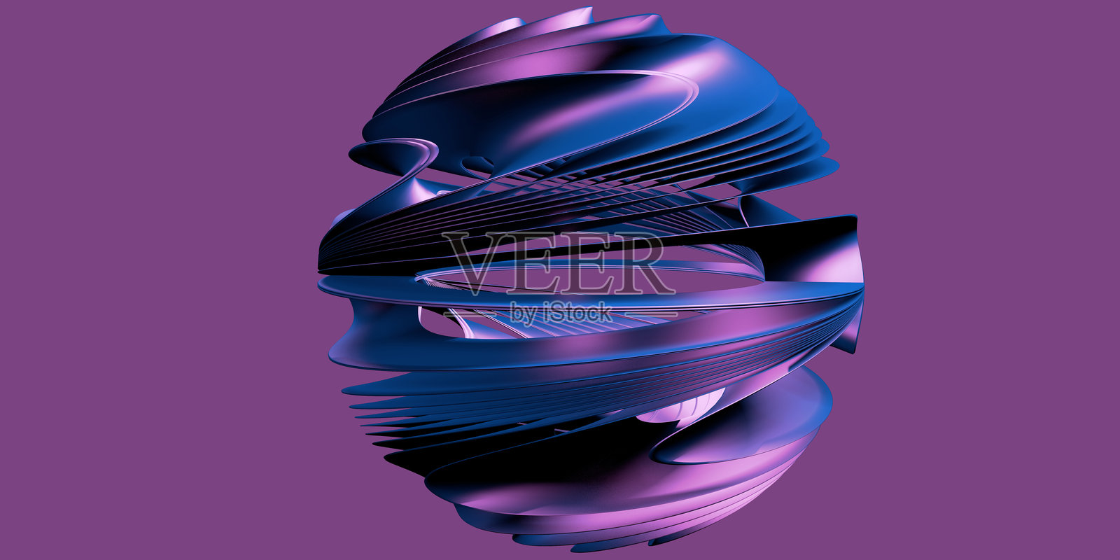 抽象背景球体颜色渐变。未来的球体从扭曲的颜色线。3D渲染图。照片摄影图片