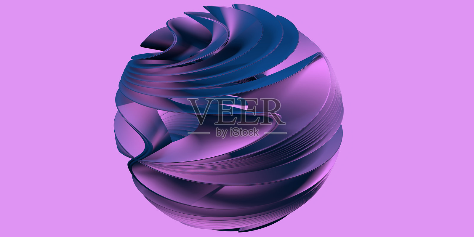 抽象背景球体颜色渐变。未来的球体从混乱扭曲的颜色线。3D渲染图照片摄影图片