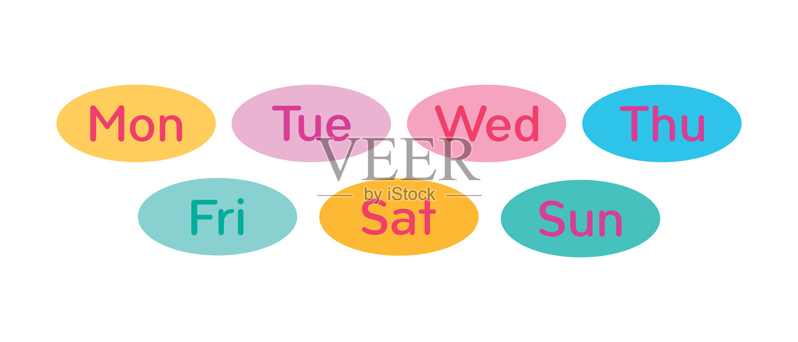 一周中的天数。7天的贴纸，计划，时间表和磁带插画图片素材