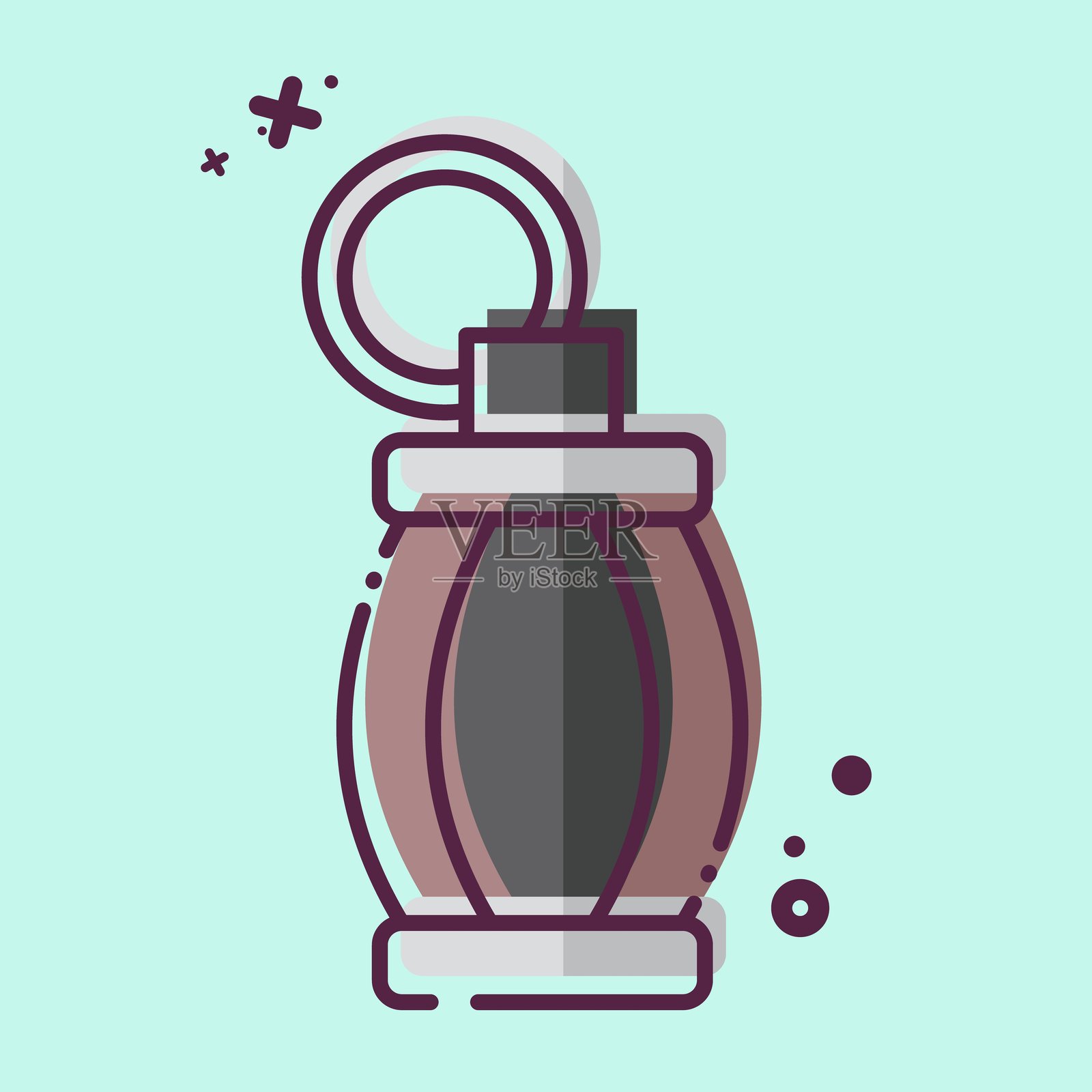 Icon Hand Granade。与战争有关的军事符号MBE风格。简单的说明插画图片素材