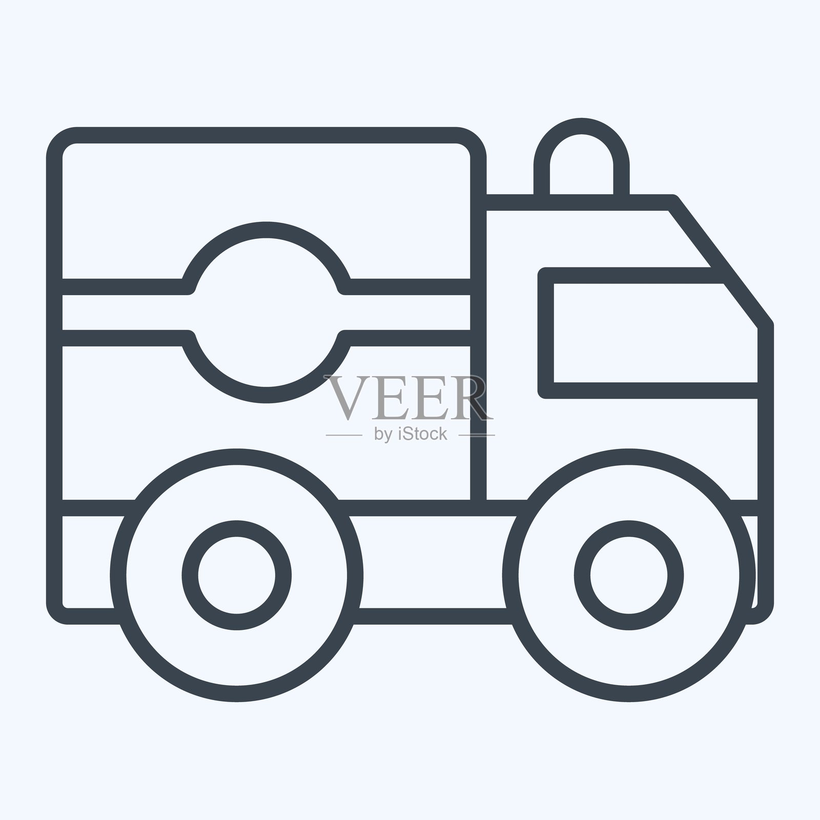 图标救护车。与战争有关的军事符号行风格。简单的说明插画图片素材