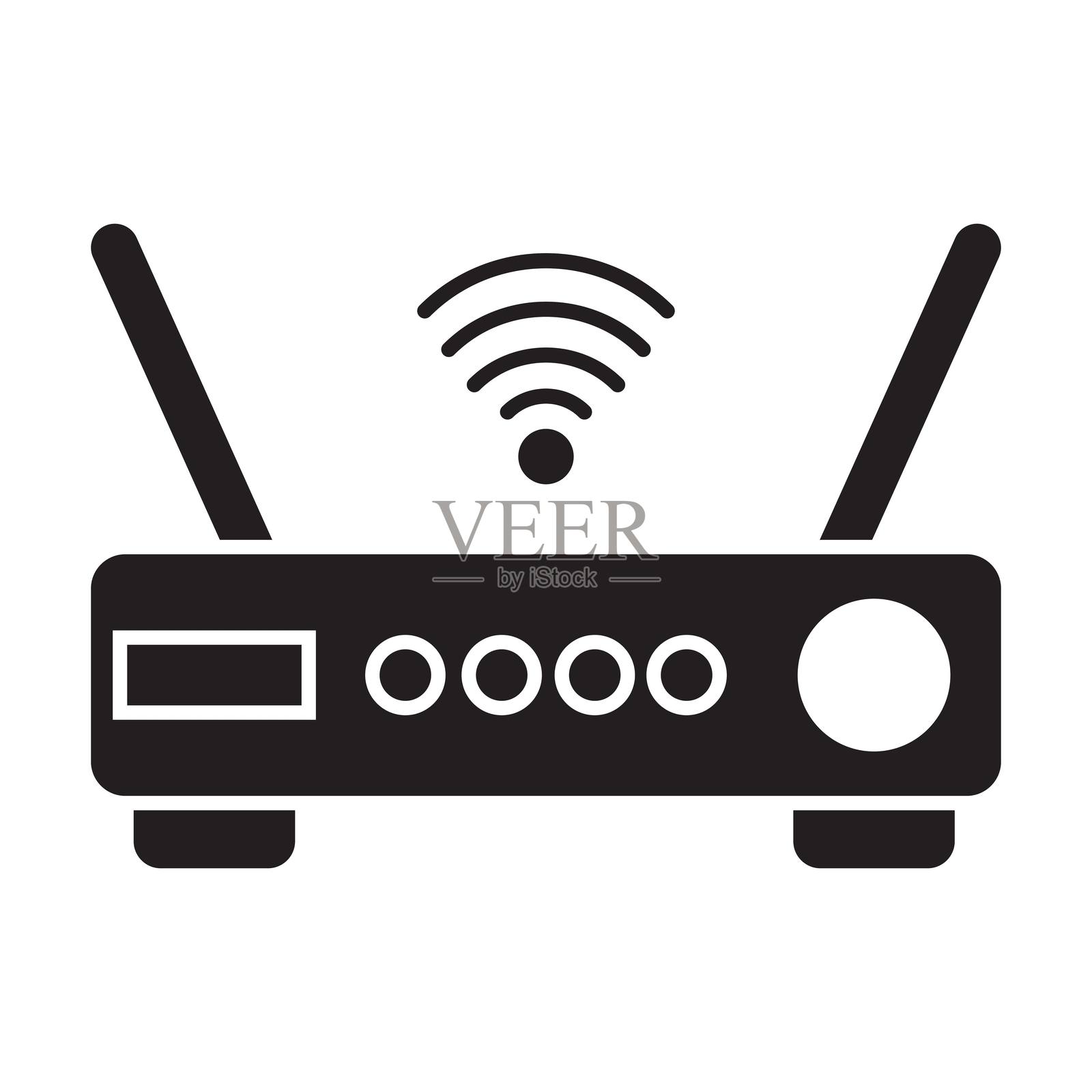 WIFI路由器图标矢量在白色背景插画图片素材