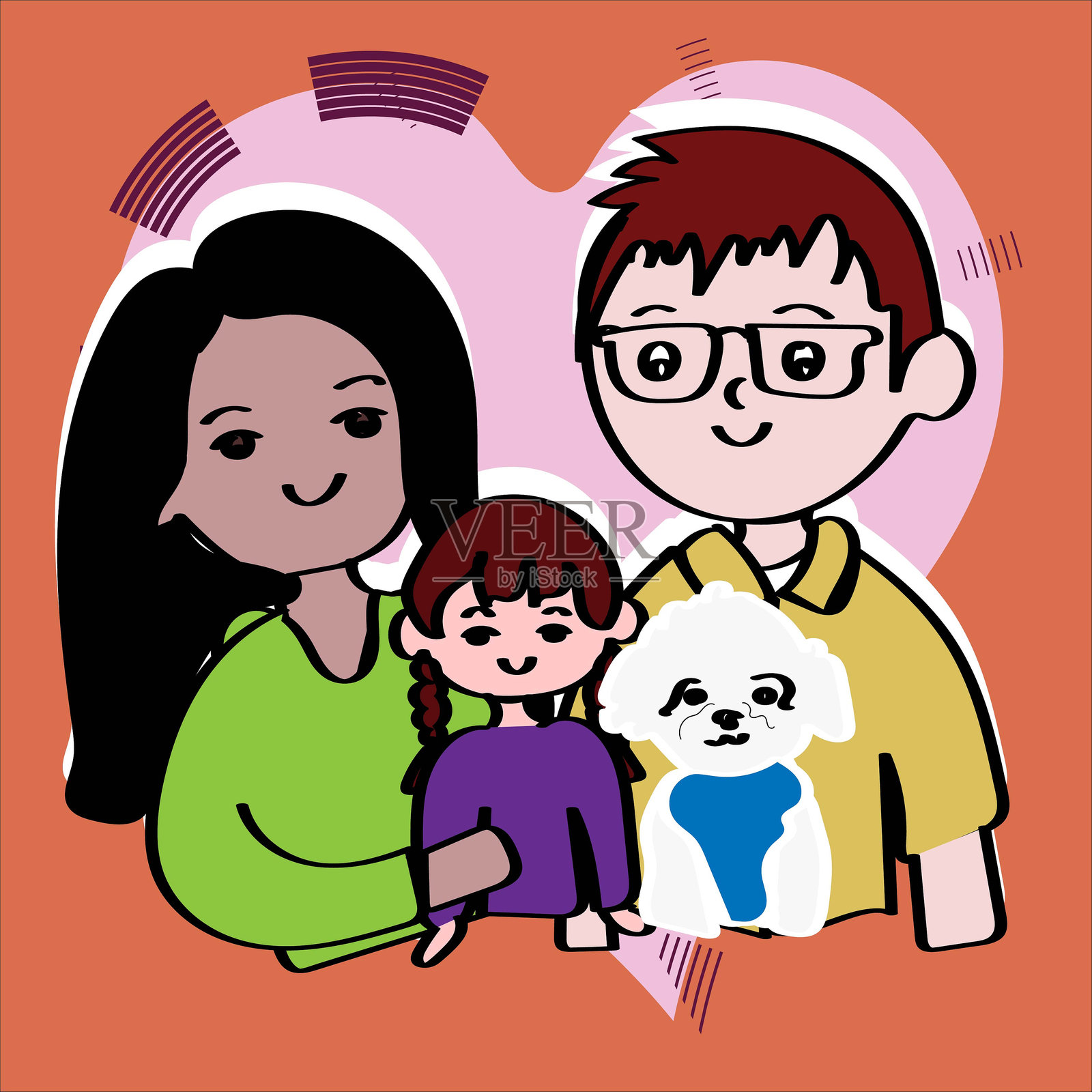 幸福的家庭/一个幸福的家庭的插图。插画图片素材