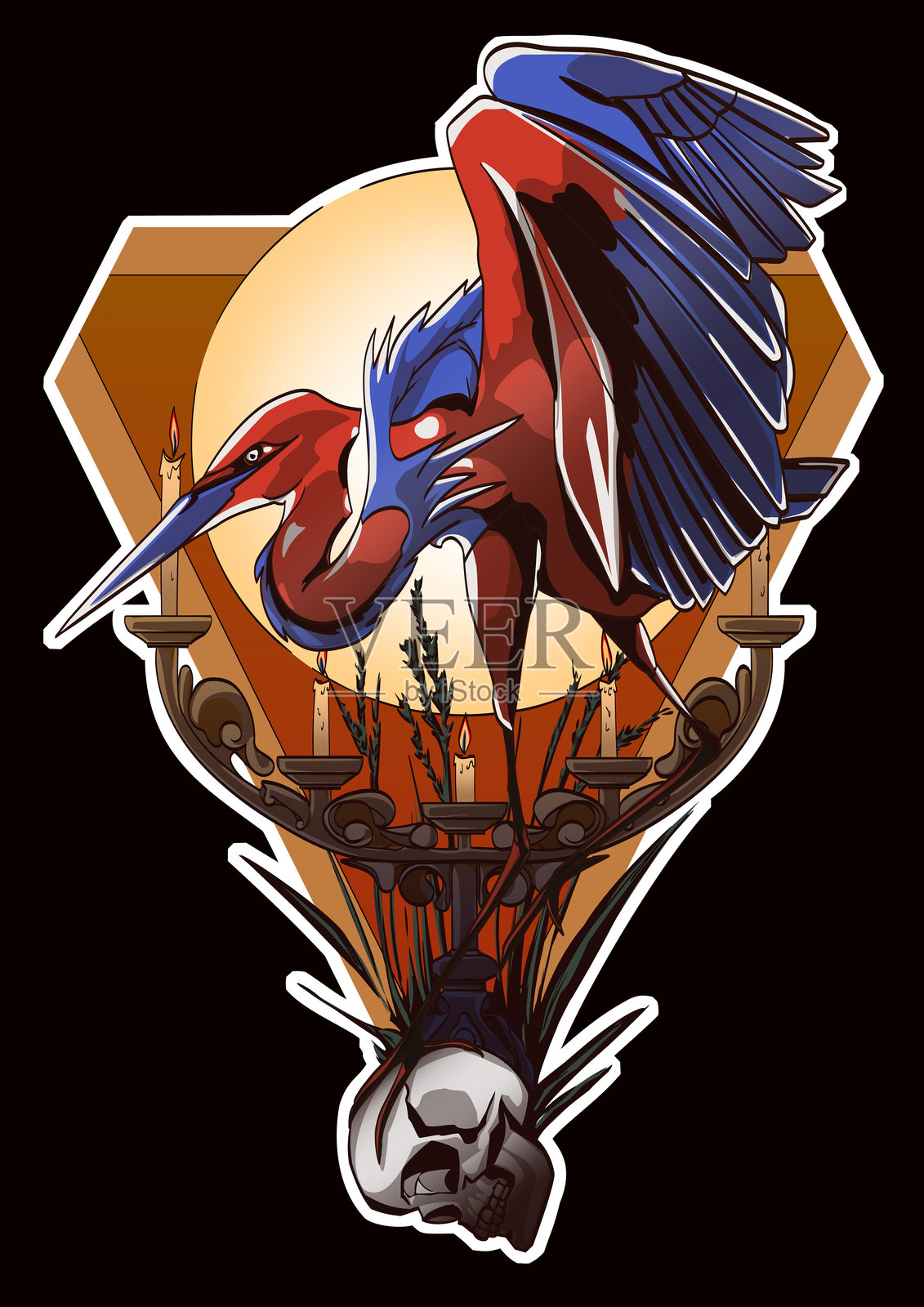 巨大的鹭插画图片素材